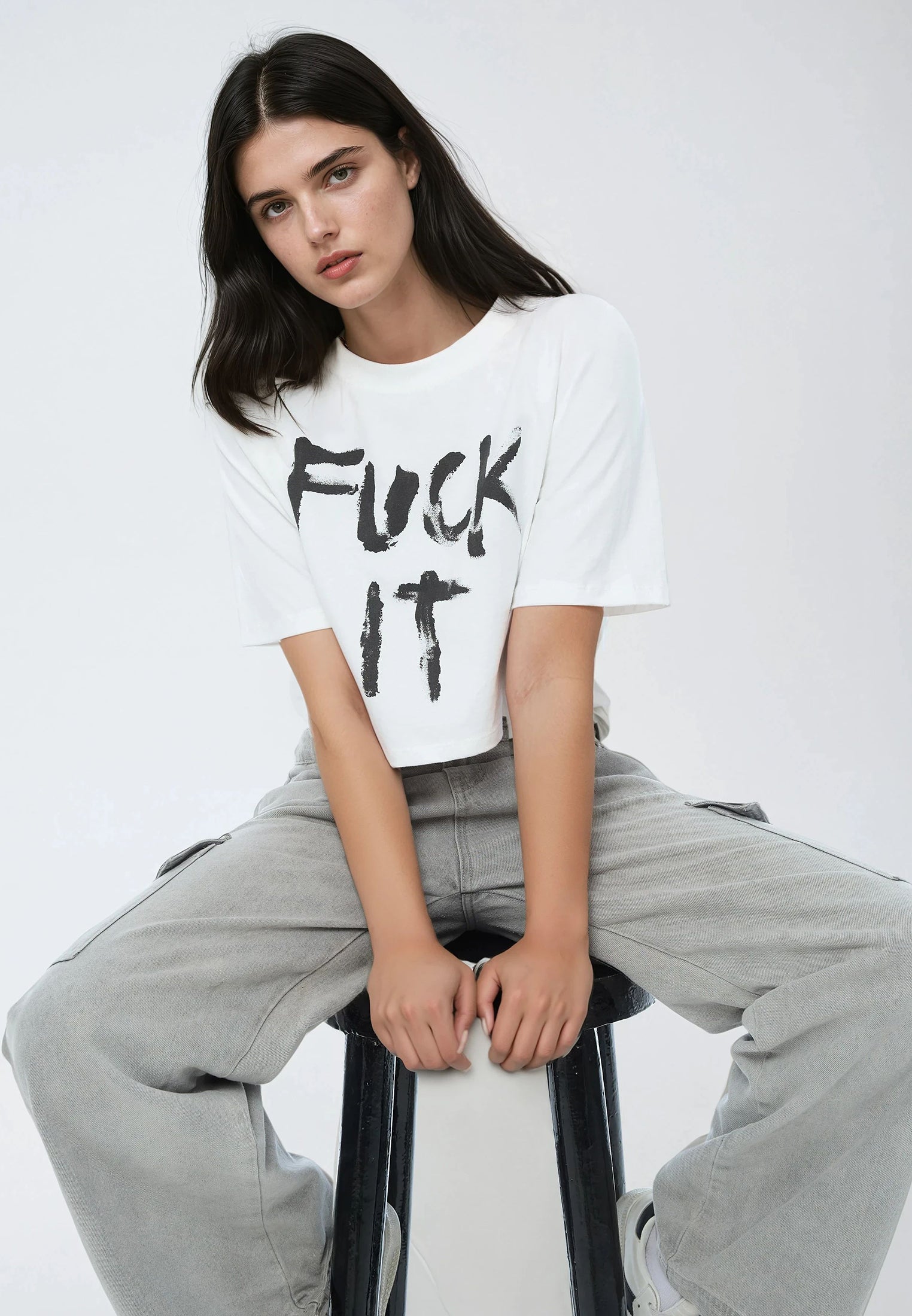 FUCK IT CROP TOP WHITE