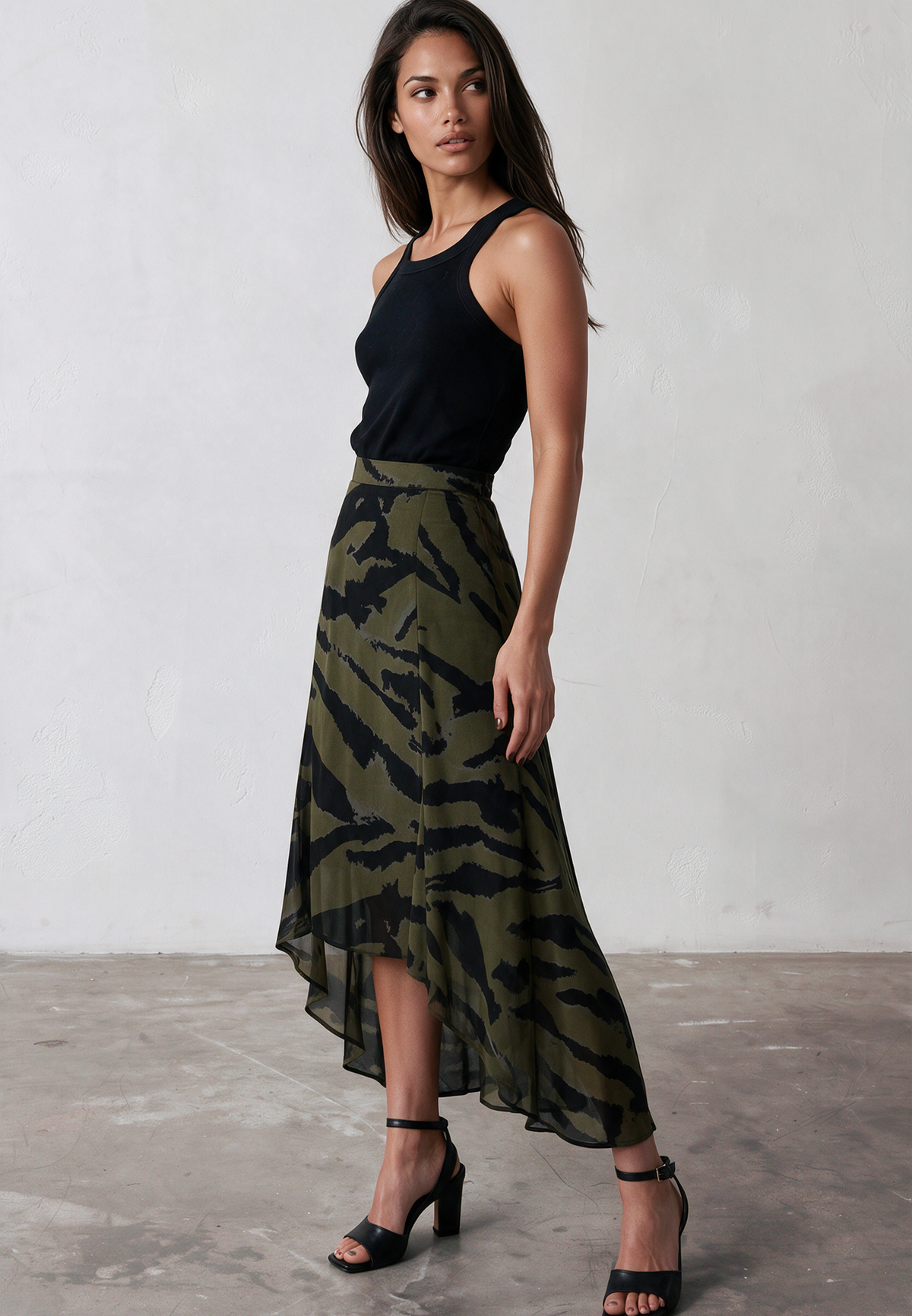 GALLANT ASYMETRIC HIGH LOW SKIRT ZEBRA
