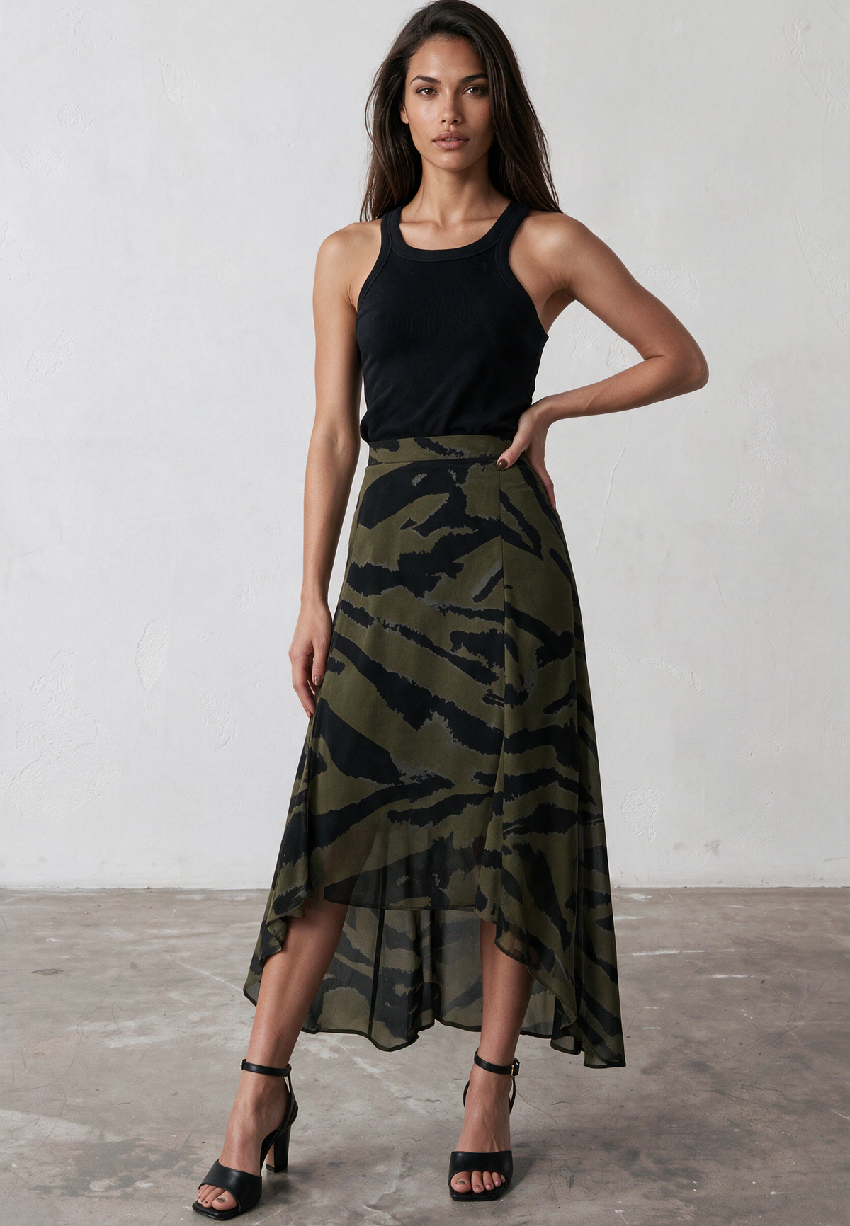 GALLANT ASYMETRIC HIGH LOW SKIRT ZEBRA