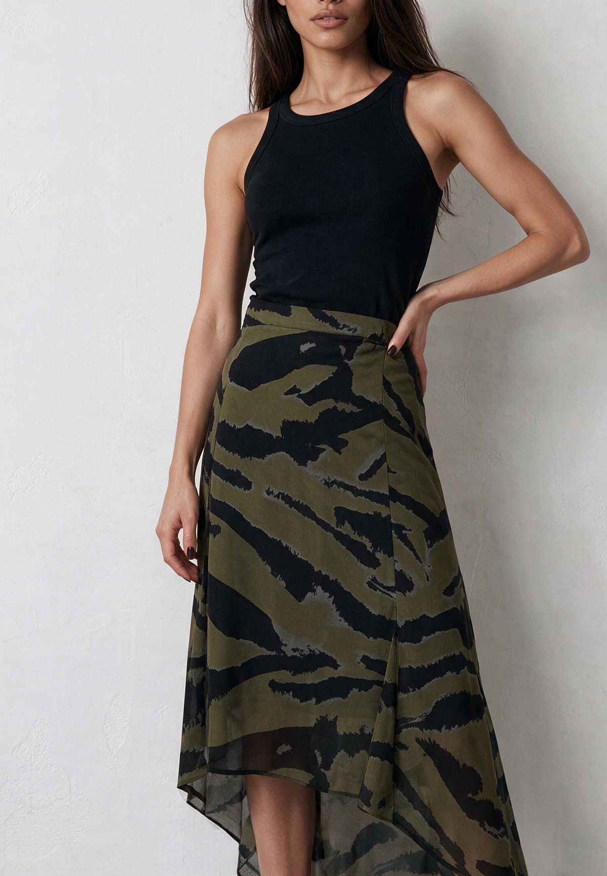 GALLANT ASYMETRIC HIGH LOW SKIRT ZEBRA