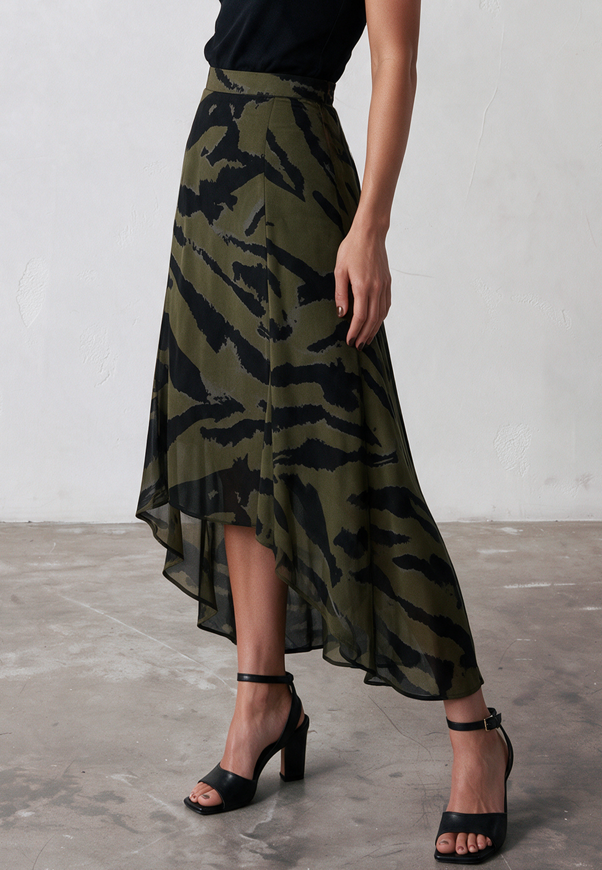 GALLANT ASYMETRIC HIGH LOW SKIRT ZEBRA