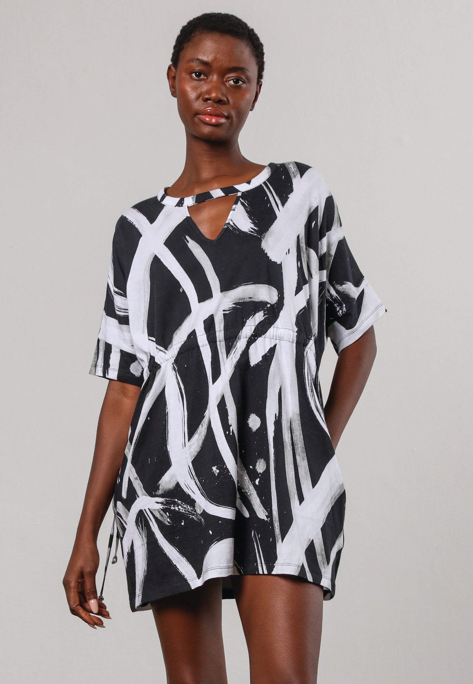 RELIGION Genuine Black And White Printed Dress