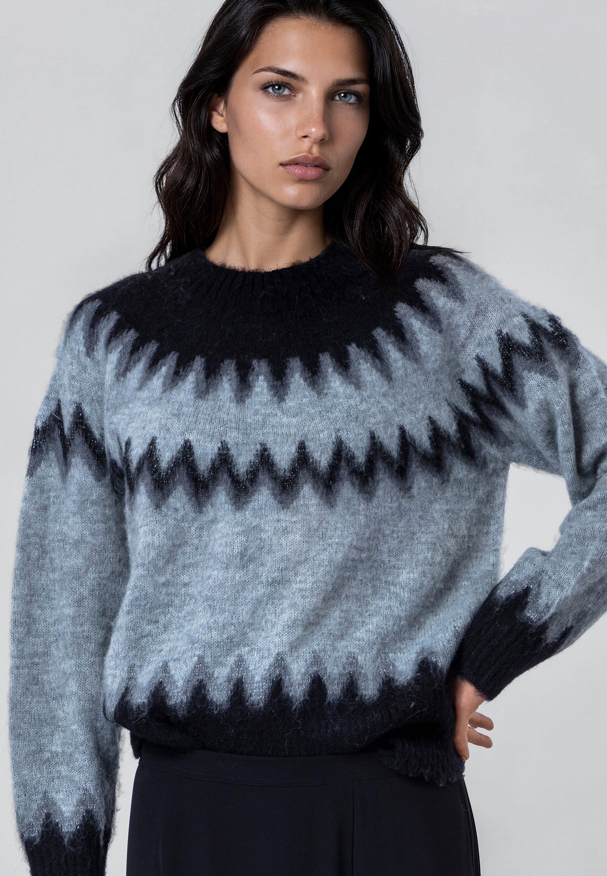 ANNE JUMPER GREY MARL & BLACK