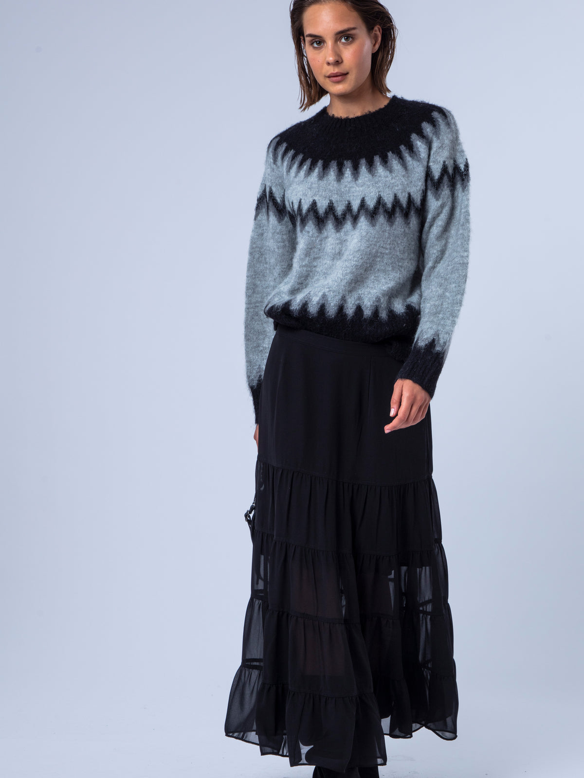 ANNE JUMPER GREY MARL & BLACK