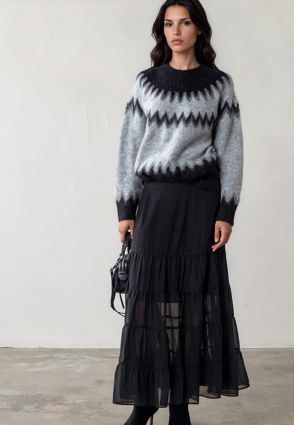 ANNE JUMPER GREY MARL & BLACK