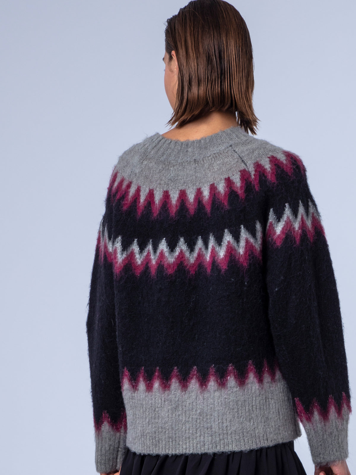 ANNE FAIR ISLE JUMPER BLACK & RED