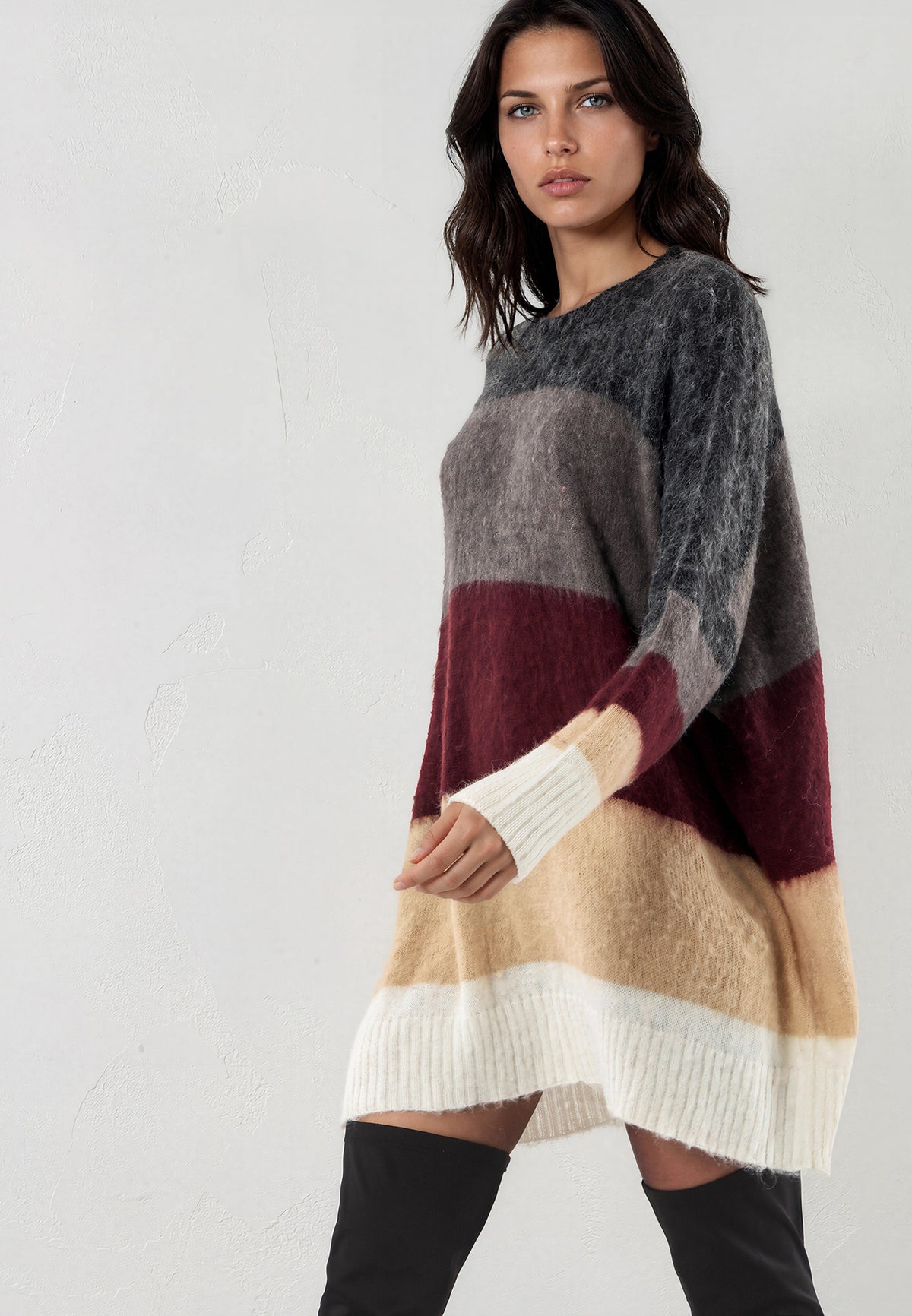 KATYA JUMPER CHARCOAL & GREY & PORT