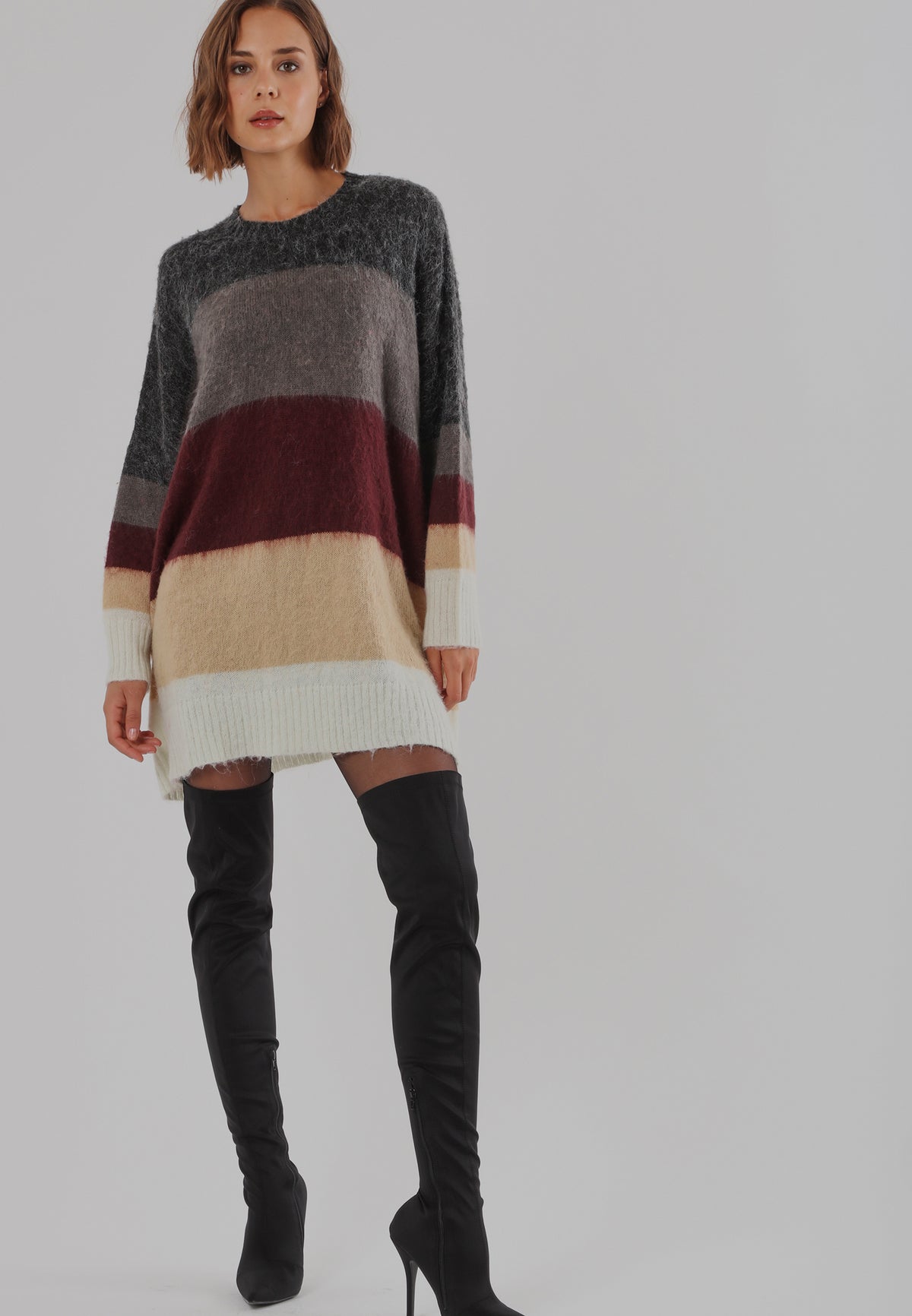 KATYA JUMPER CHARCOAL & GREY & PORT