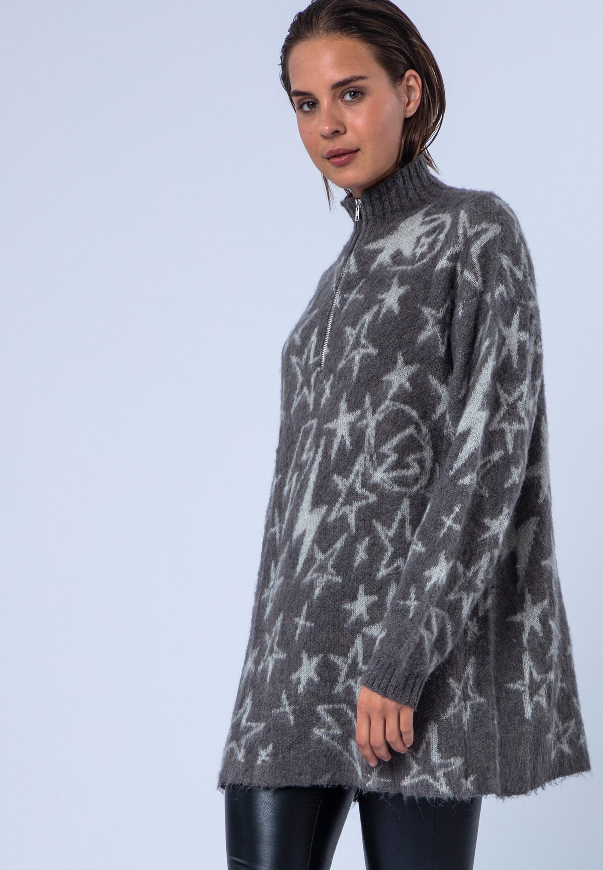 STARLIGHT DRESS CHARCOAL & WHITE