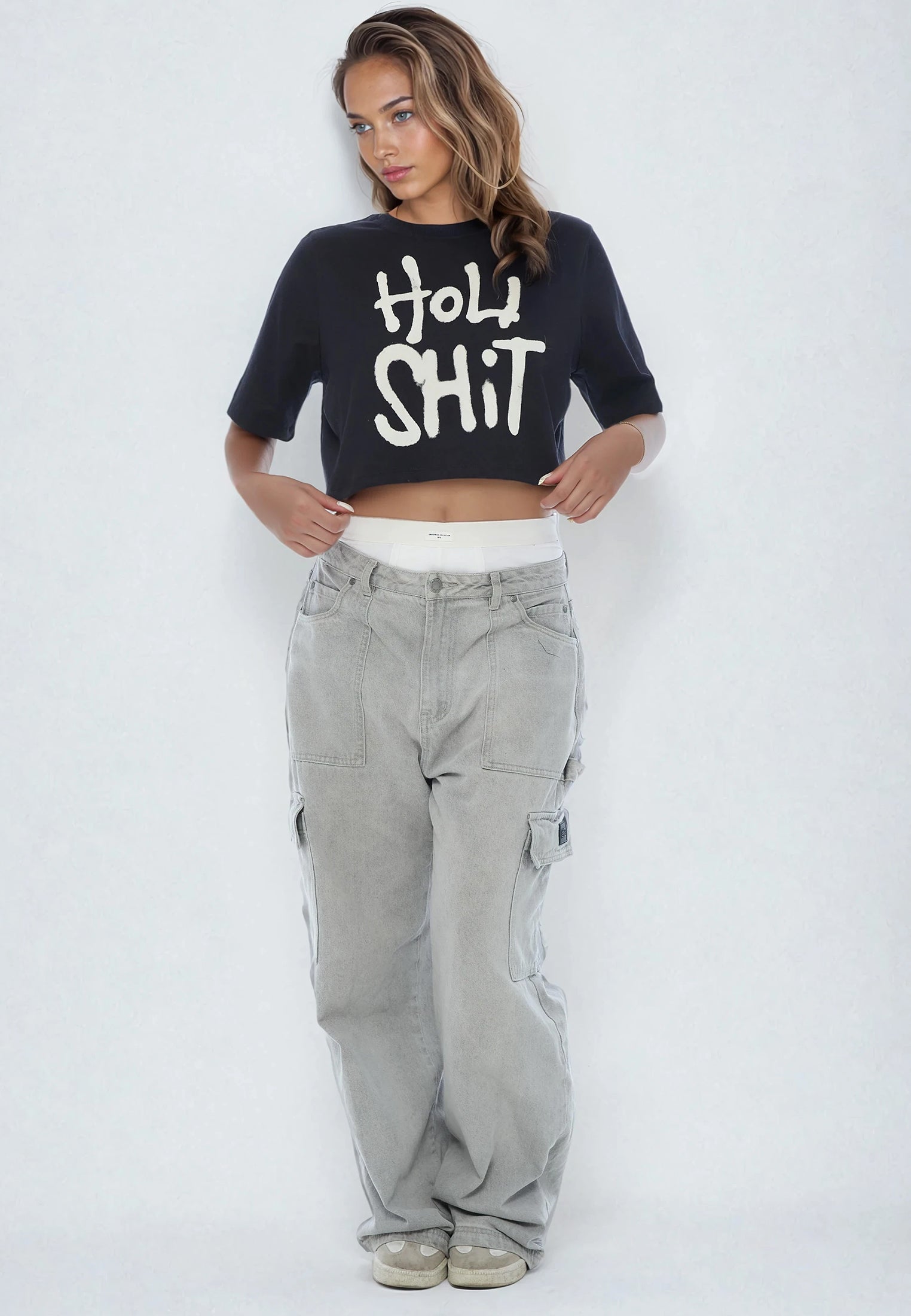 HOLY SHIT CROP TOP BLACK