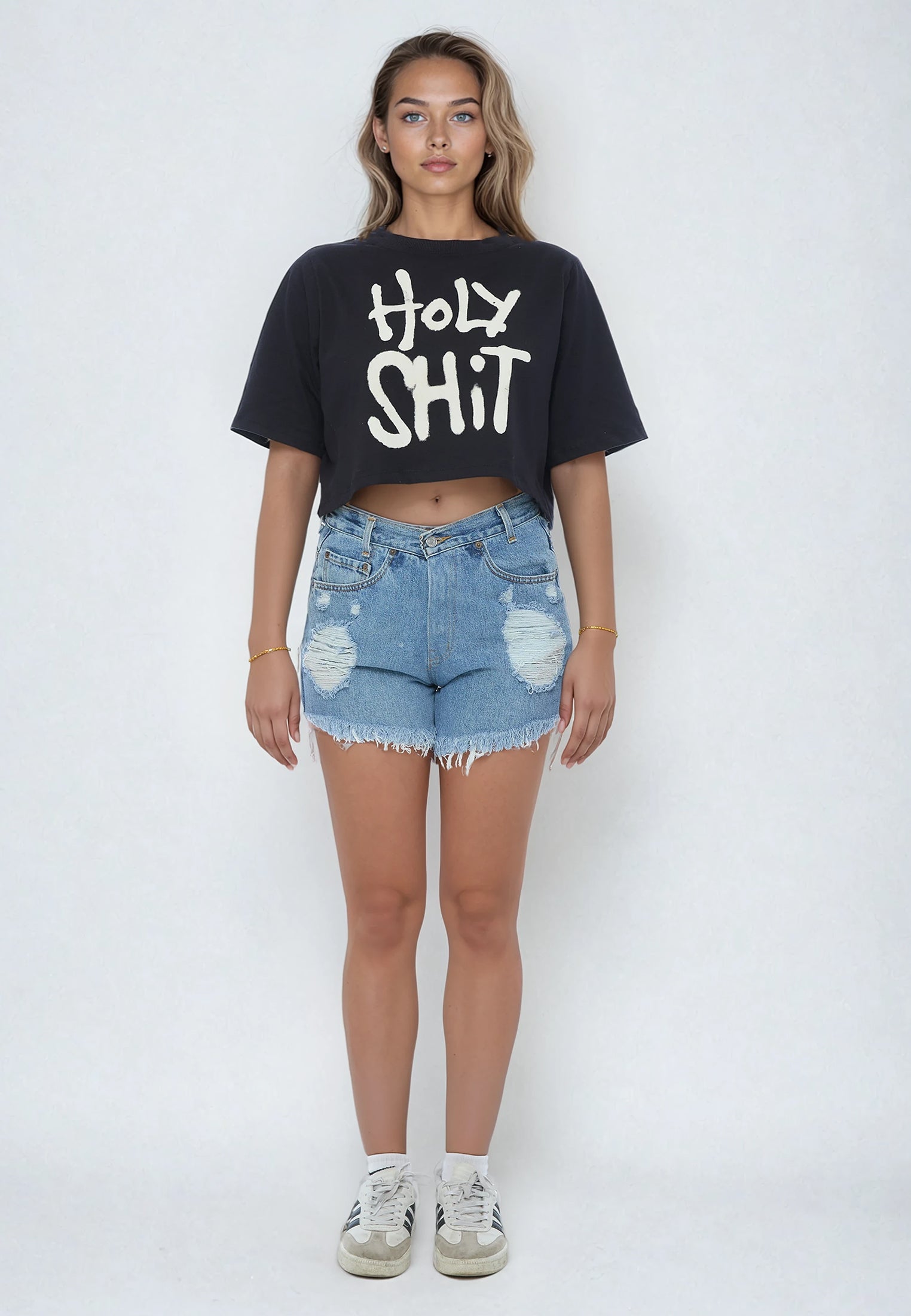 HOLY SHIT CROP TOP BLACK
