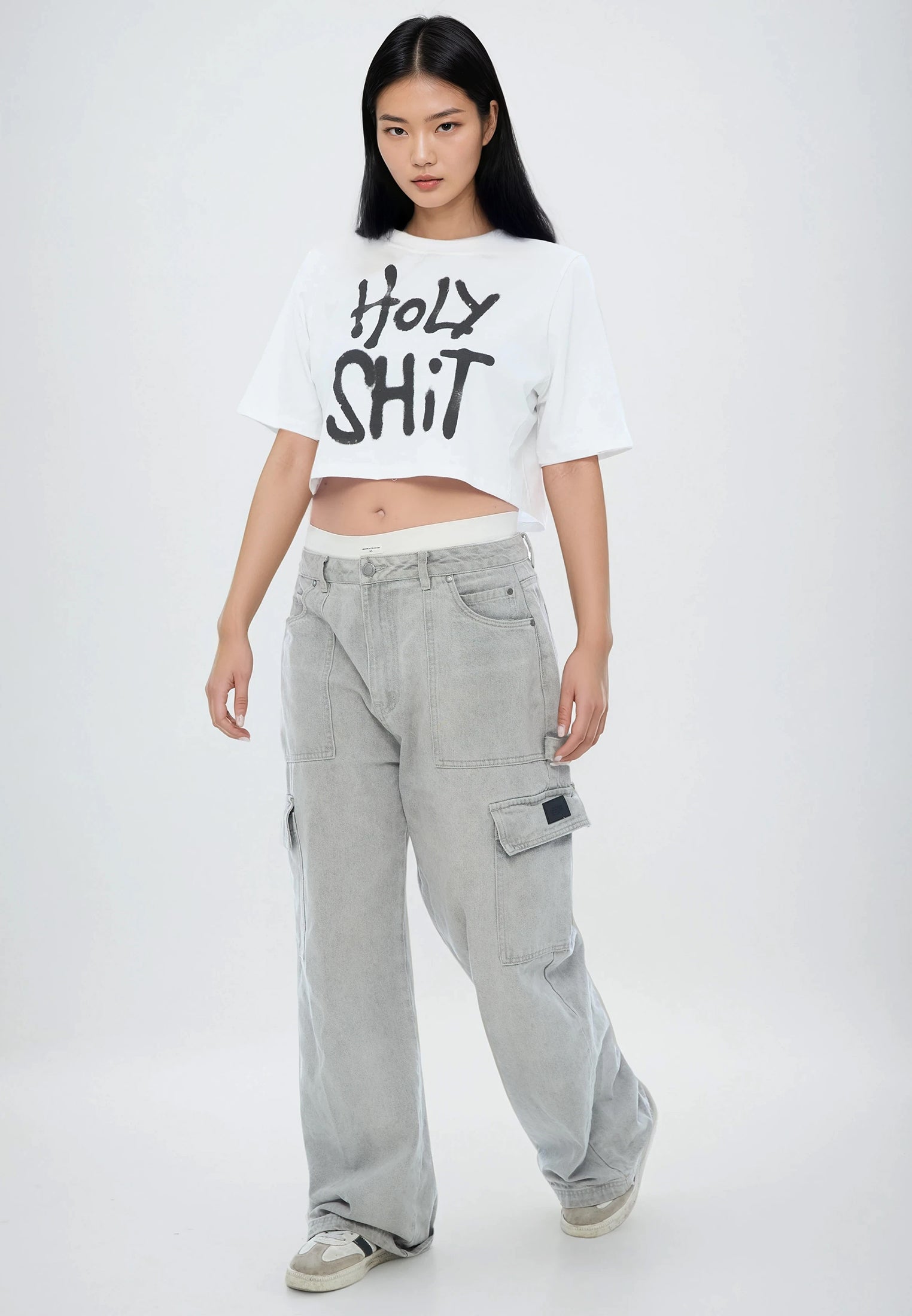 HOLY SHIT CROP TOP WHITE