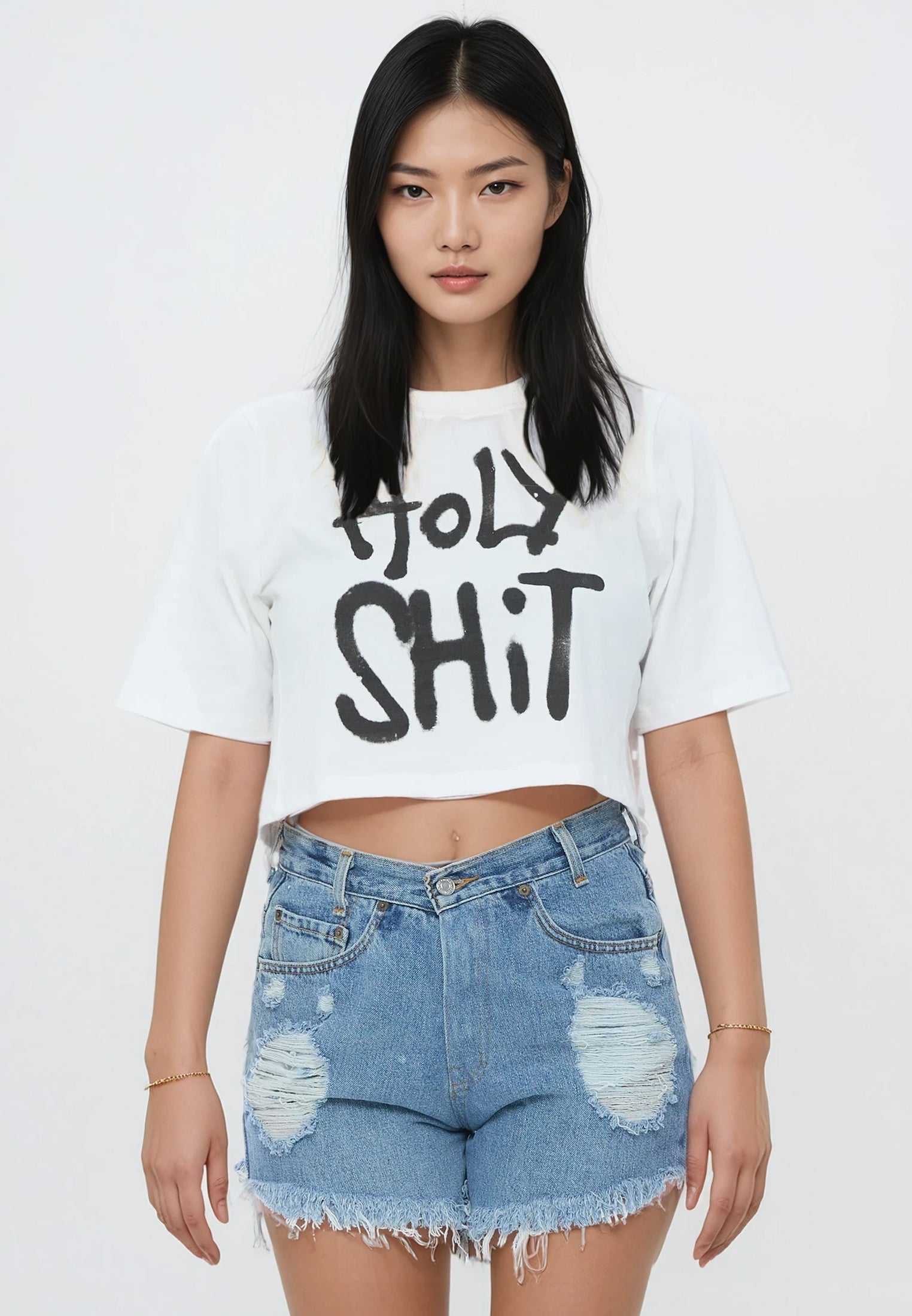 HOLY SHIT CROP TOP WHITE