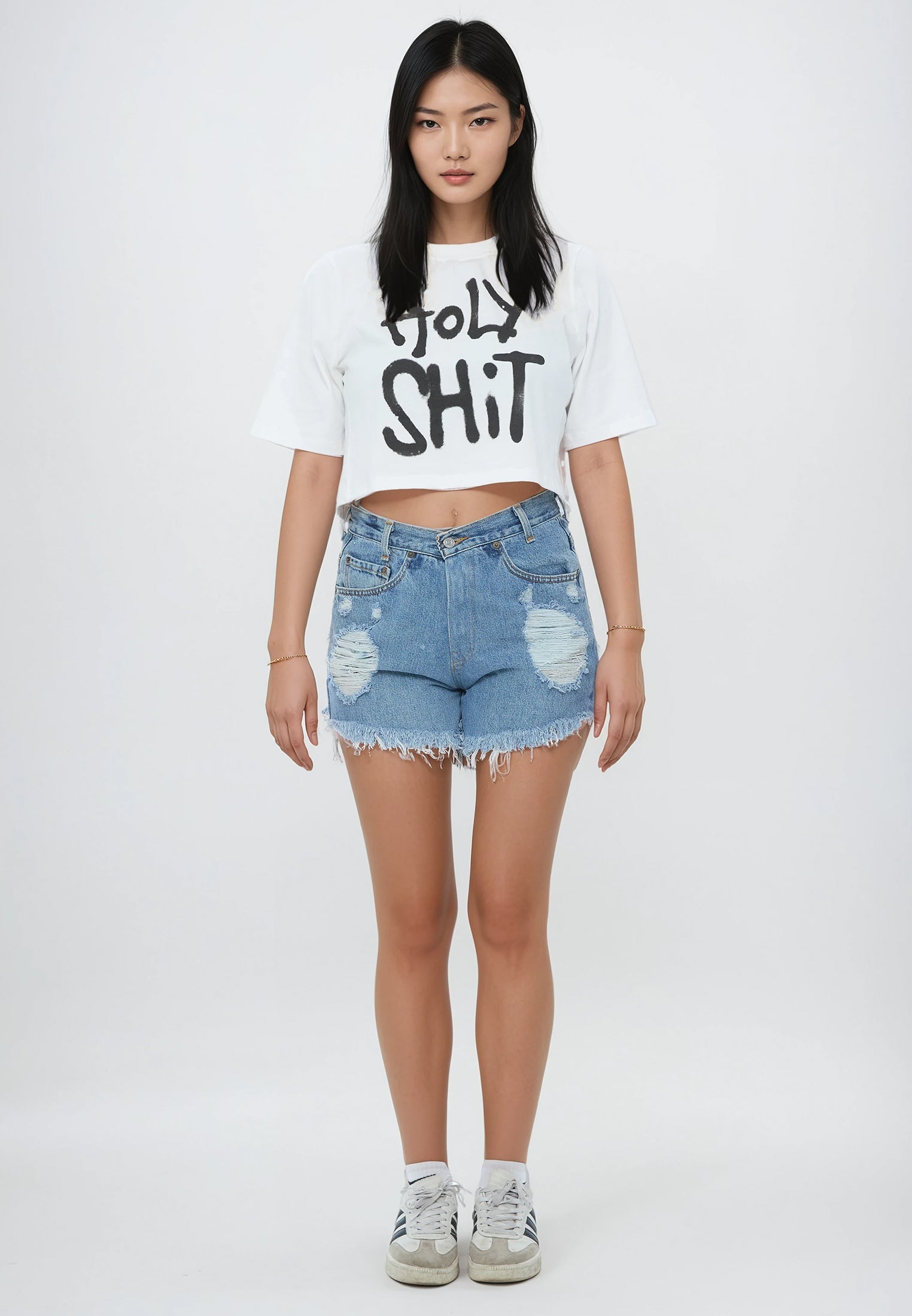 HOLY SHIT CROP TOP WHITE