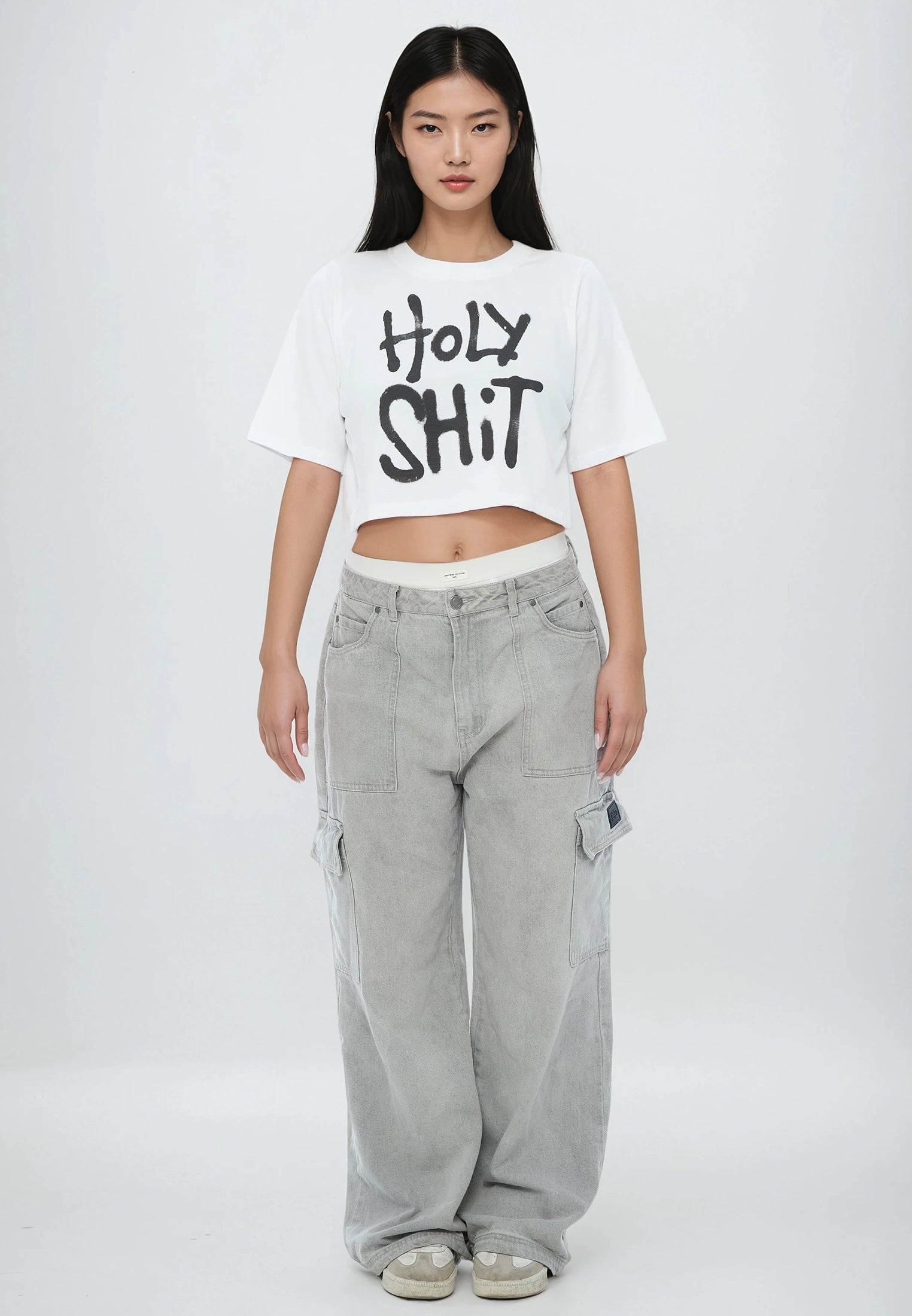 HOLY SHIT CROP TOP WHITE