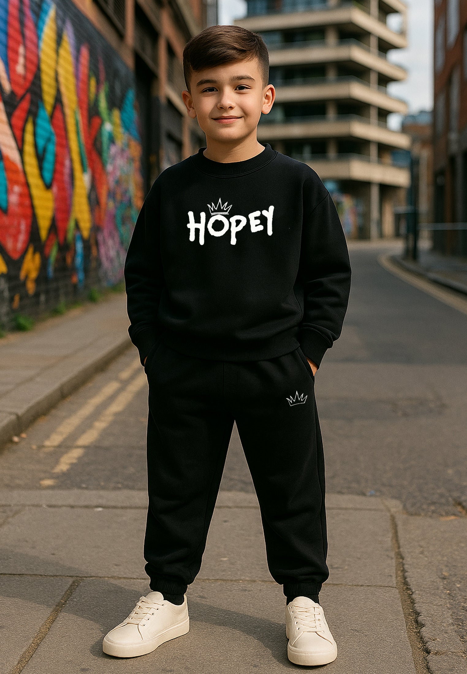 HOPEY BOYS DARTED SWEAT PANTS BLACK