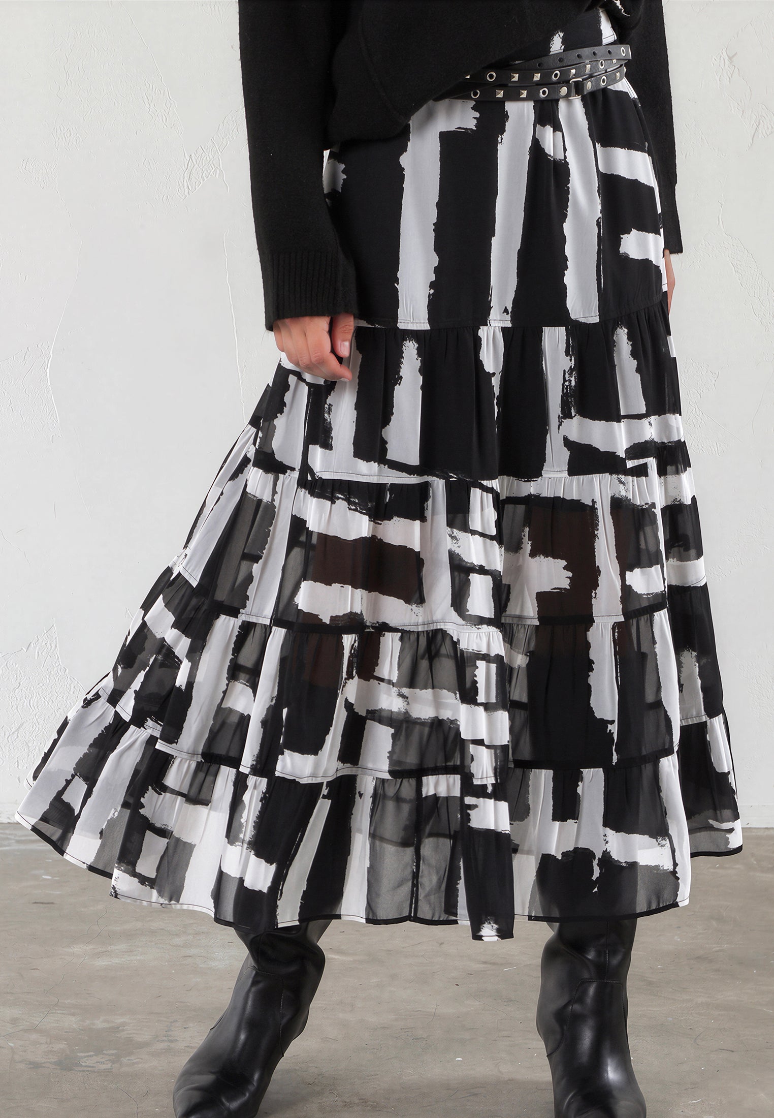 CITRINE SKIRT SELVAGE MONOCHROME