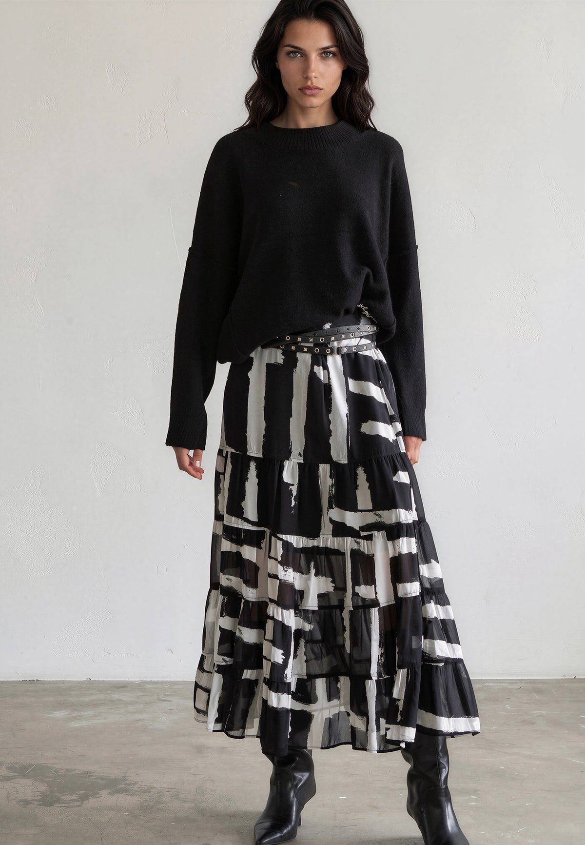CITRINE SKIRT SELVAGE MONOCHROME