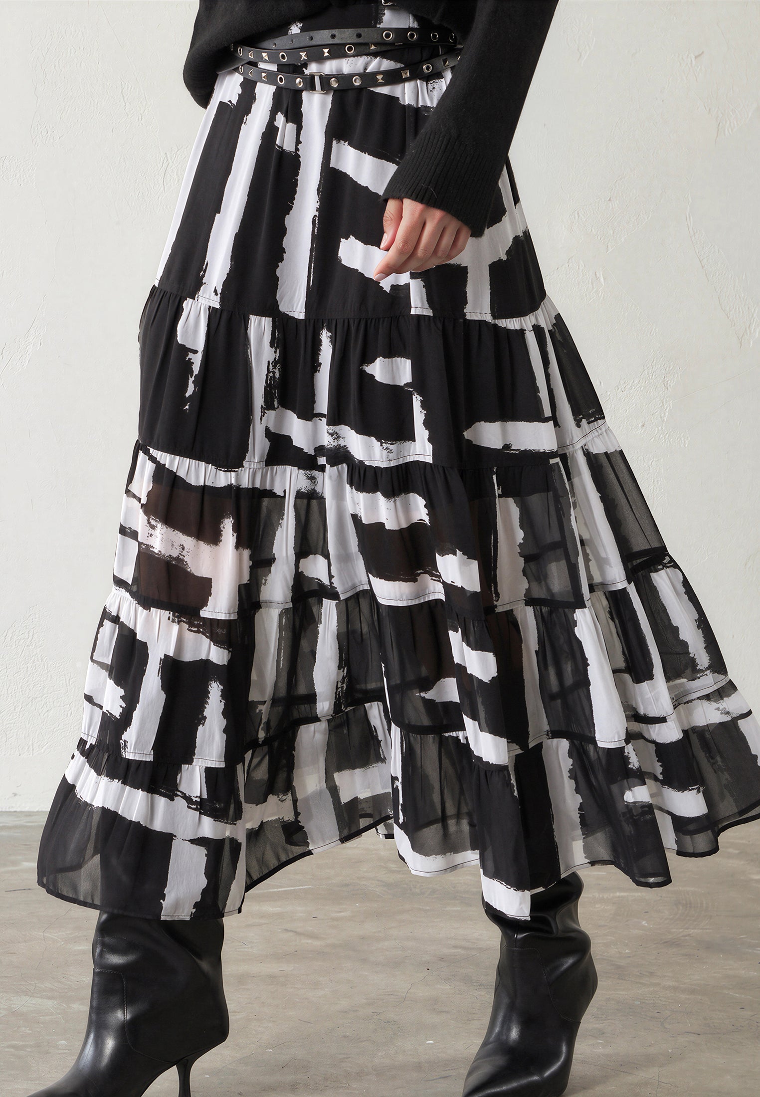 CITRINE SKIRT SELVAGE MONOCHROME