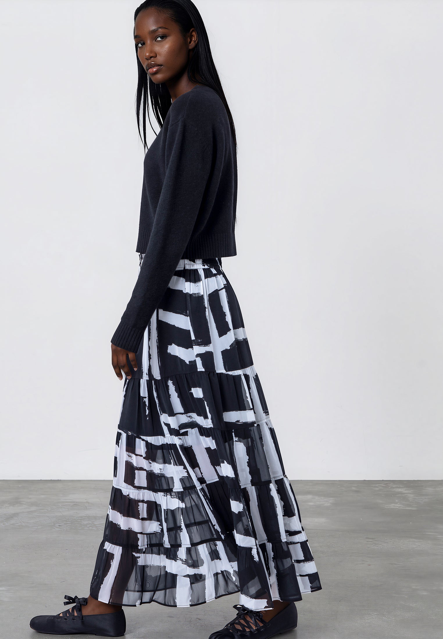 CITRINE SKIRT SELVAGE MONOCHROME