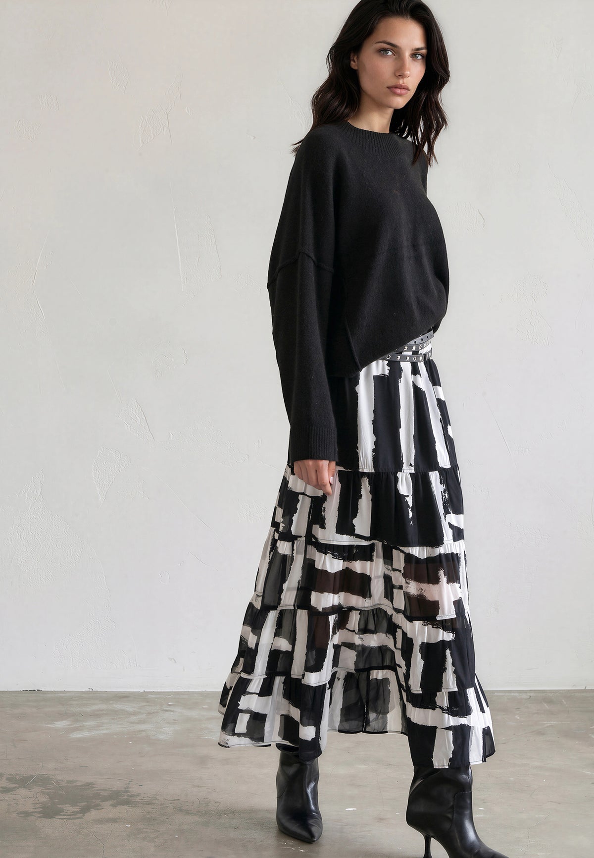 CITRINE SKIRT SELVAGE MONOCHROME