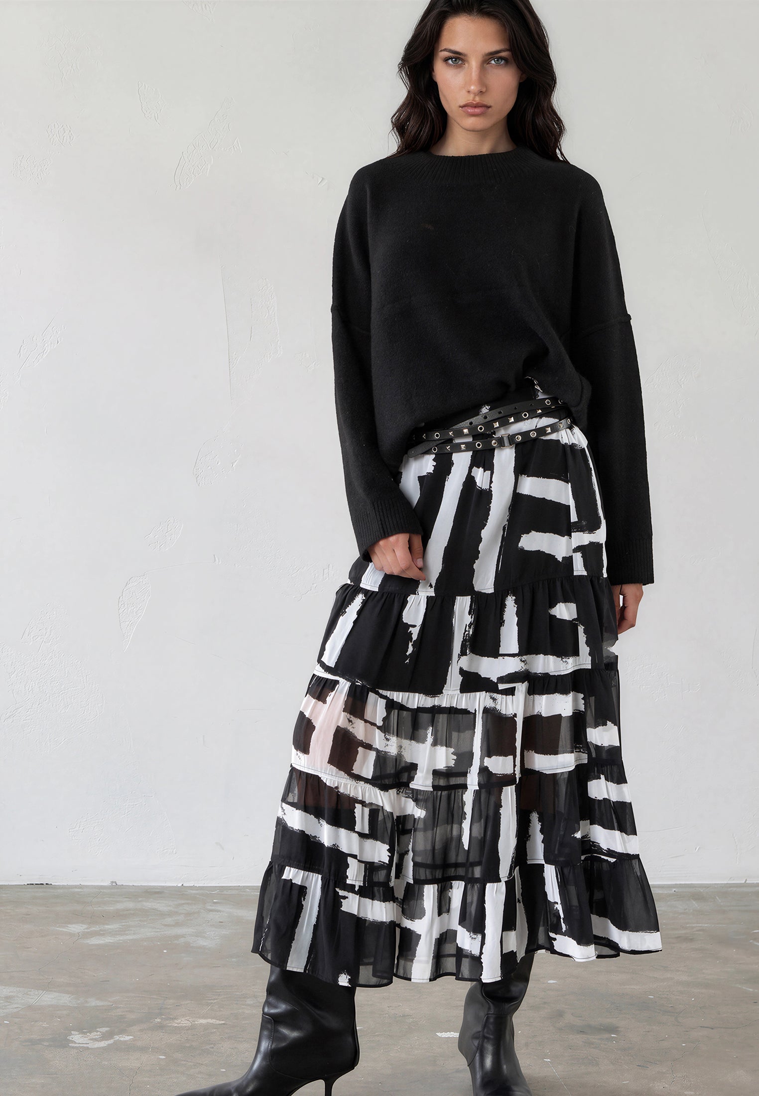 CITRINE SKIRT SELVAGE MONOCHROME