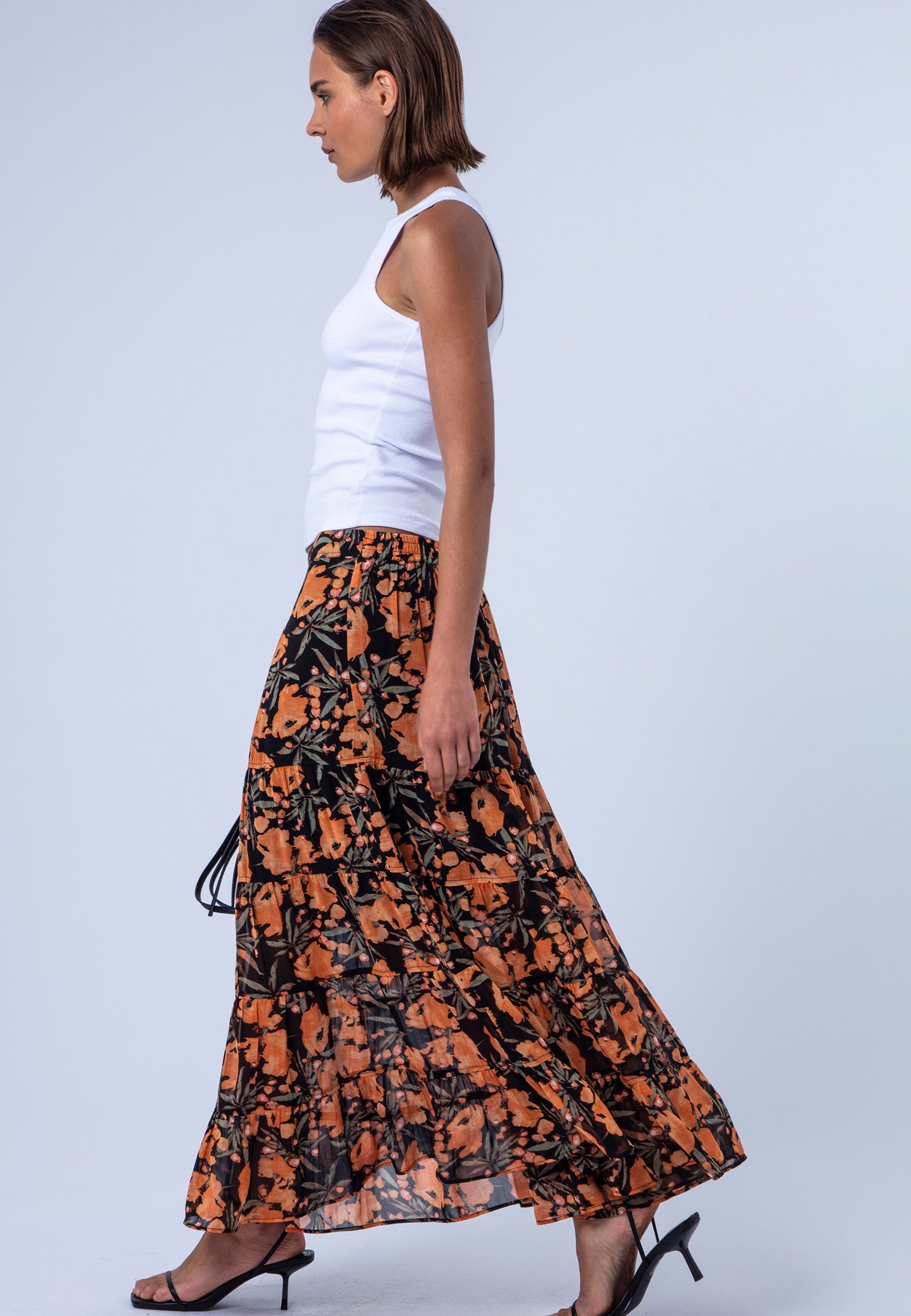 CITRINE SKIRT PRIME ORANGE FLORAL