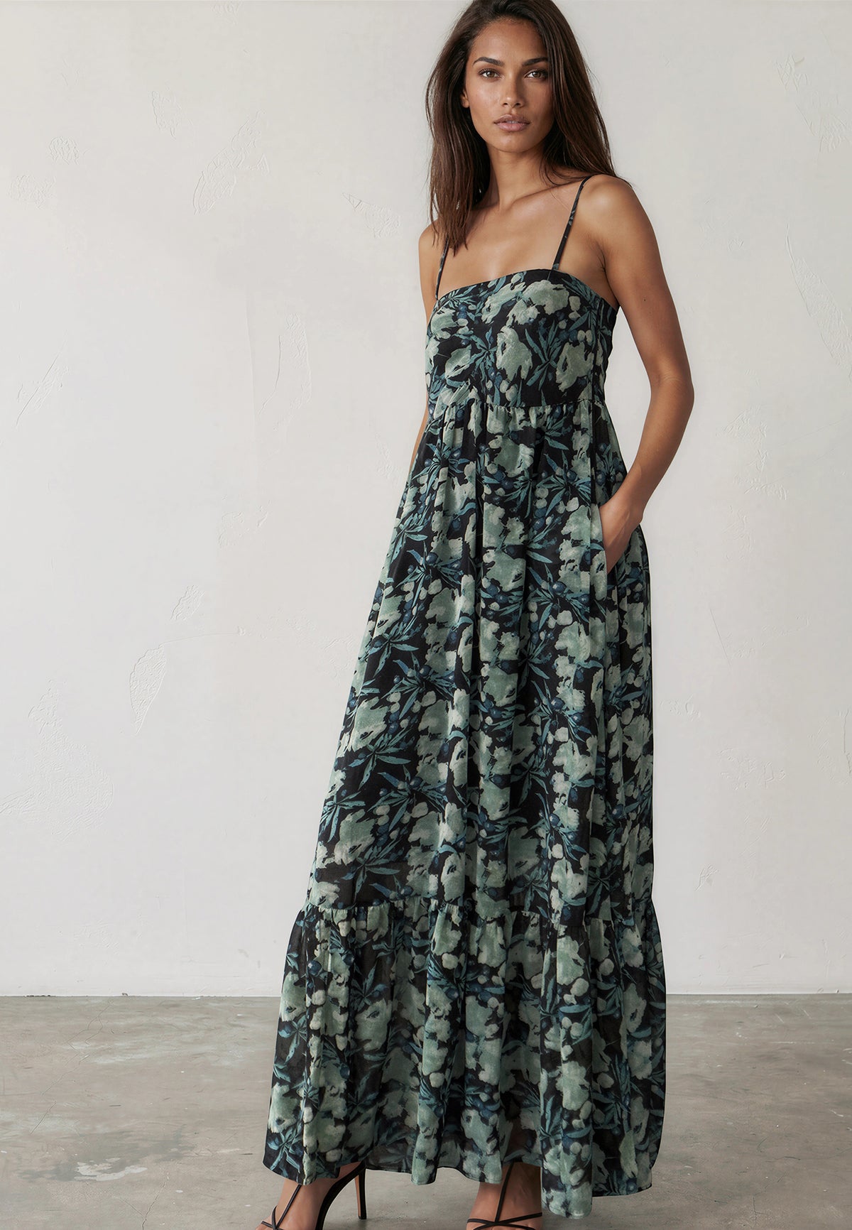 HARPER MAXI DRESS PRIME GREEN FLORAL