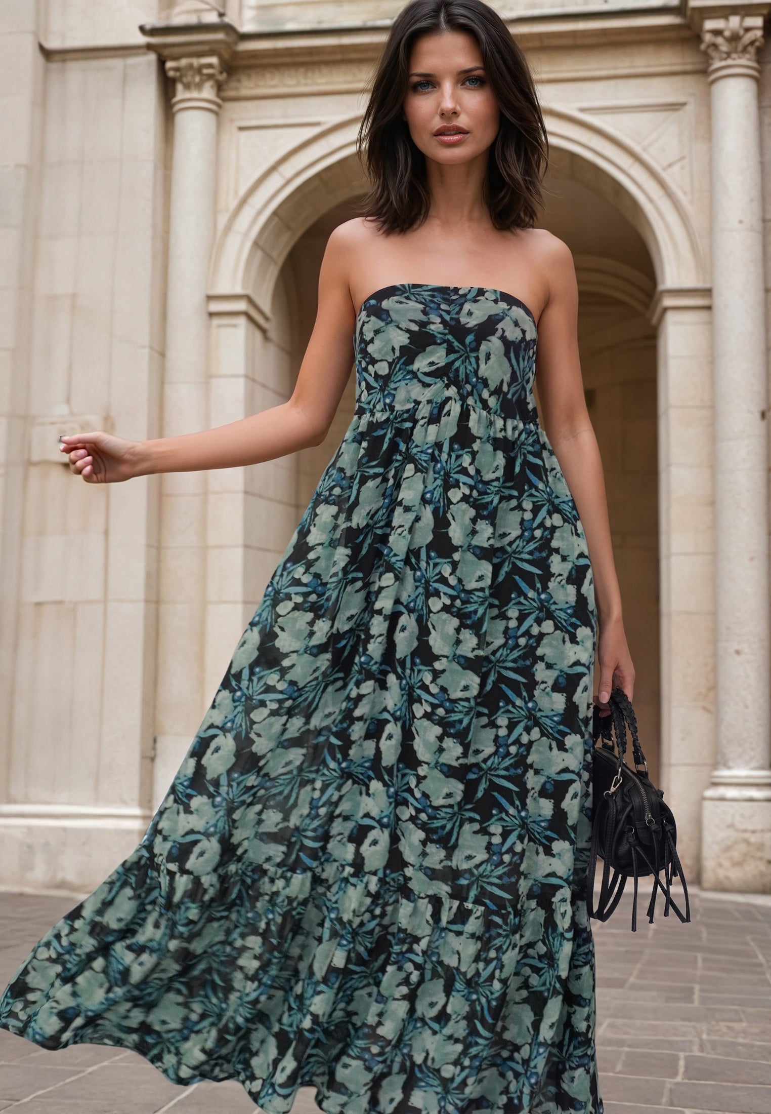 HARPER MAXI DRESS PRIME GREEN FLORAL