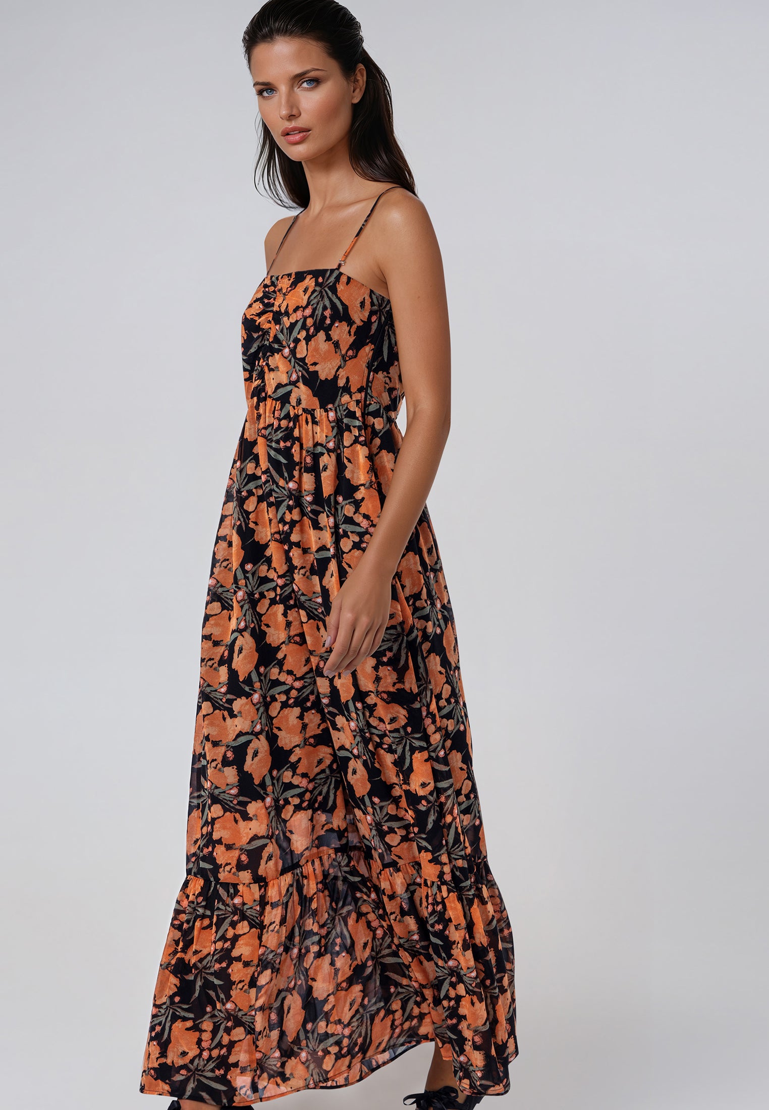 HARPER MAXI DRESS PRIME ORANGE FLORAL