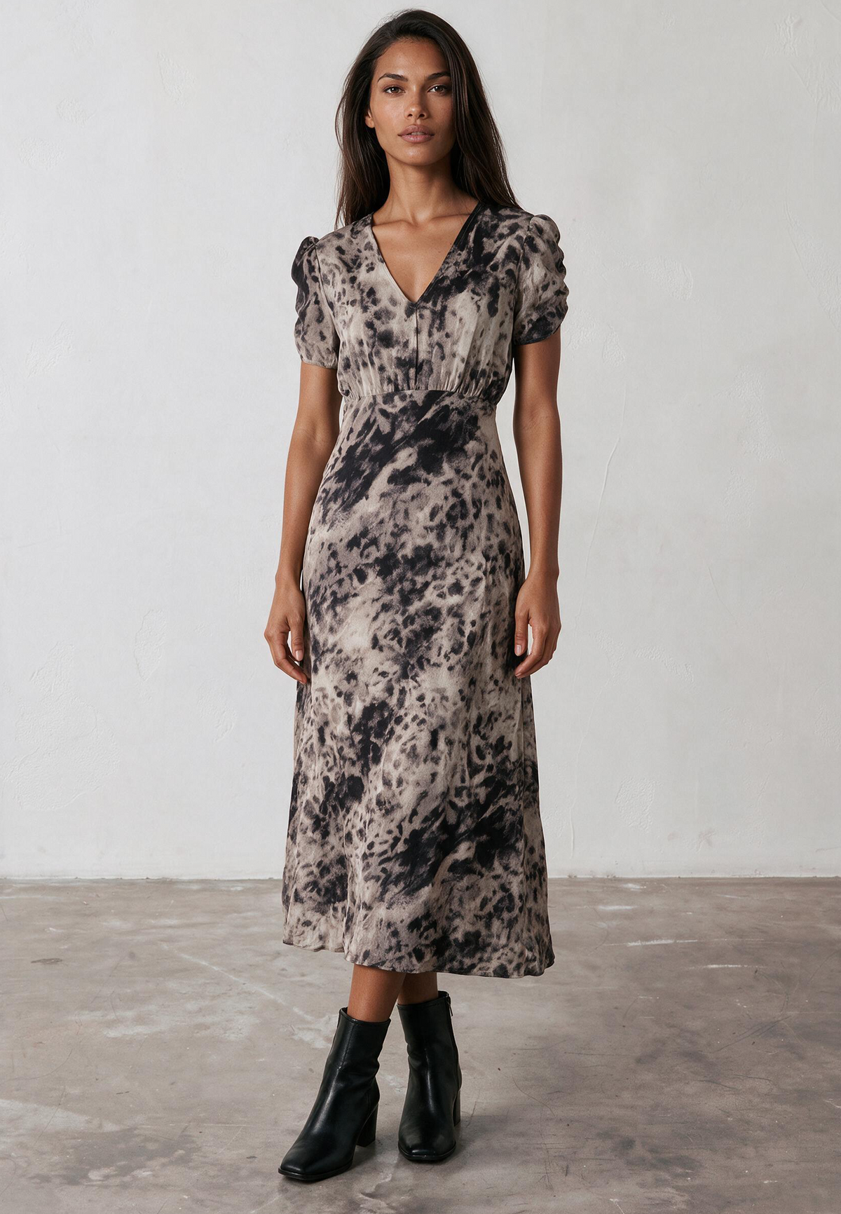 ISABEL MIDI TEA DRESS LEOPARD ANIMAL PRINT