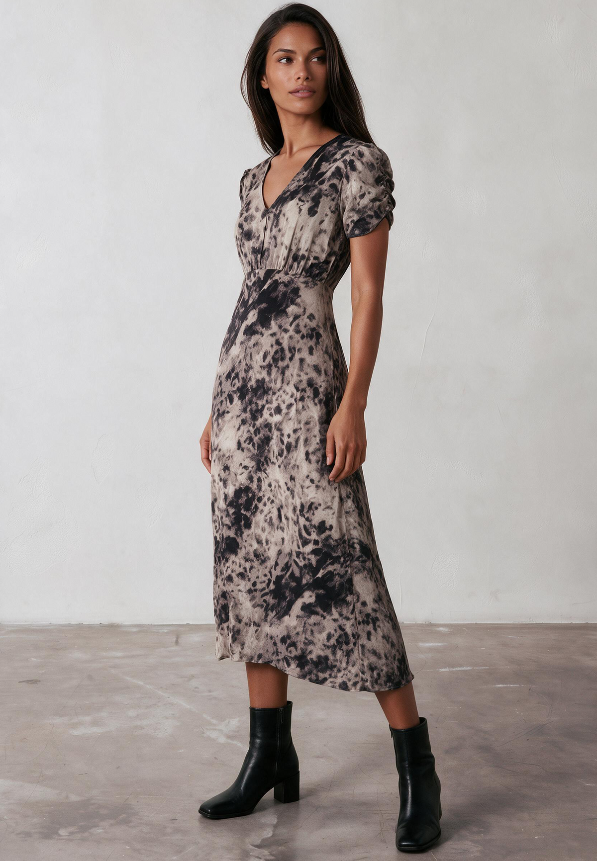 ISABEL MIDI TEA DRESS LEOPARD ANIMAL PRINT