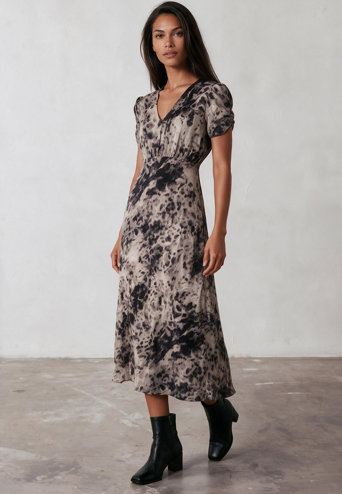 ISABEL MIDI TEA DRESS LEOPARD ANIMAL PRINT