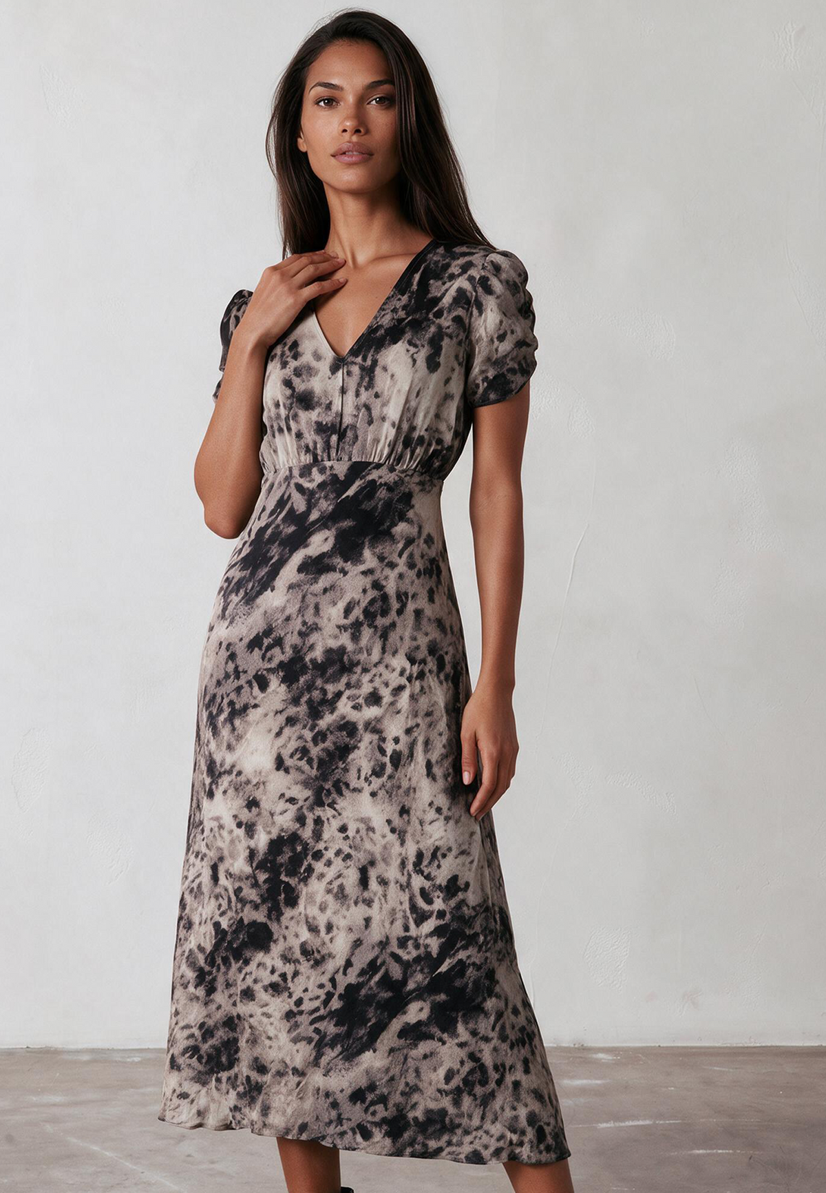 ISABEL MIDI TEA DRESS LEOPARD ANIMAL PRINT