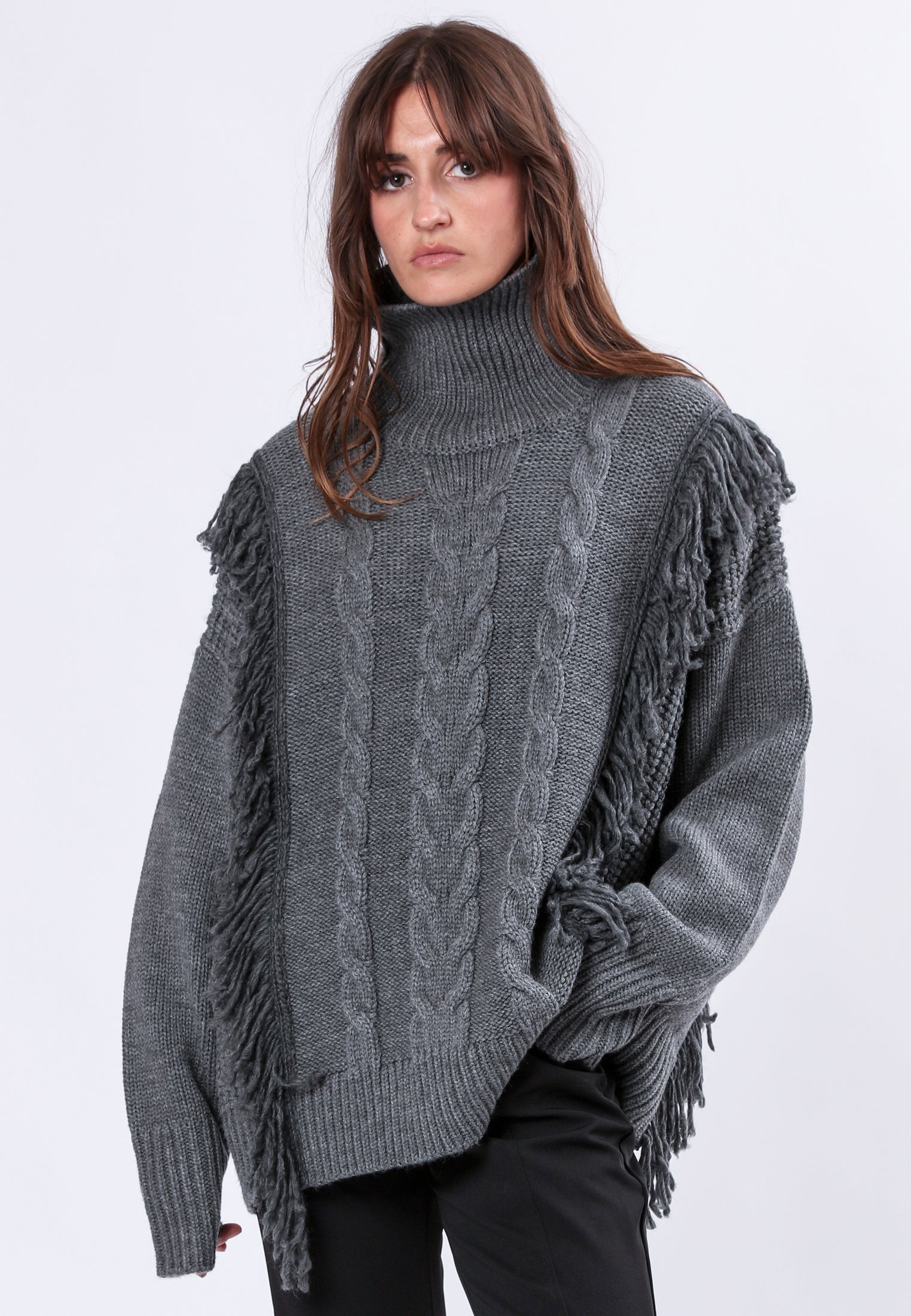 PER SE gray puff shoulder sweater charcoal purchases gray whimsigoth