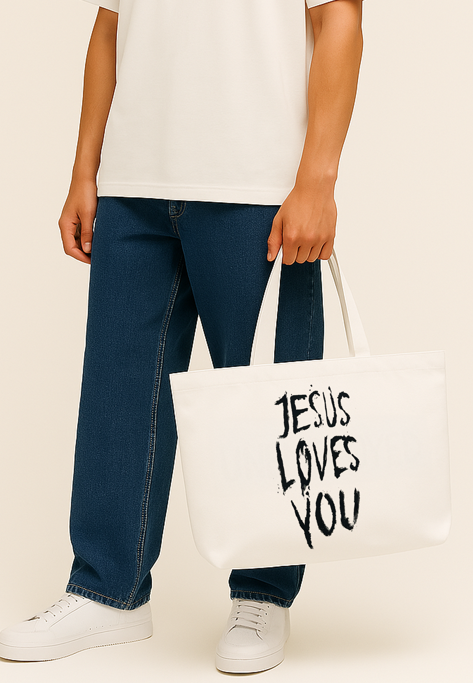 JESUS LOVES YOU BAG OFF WHITE