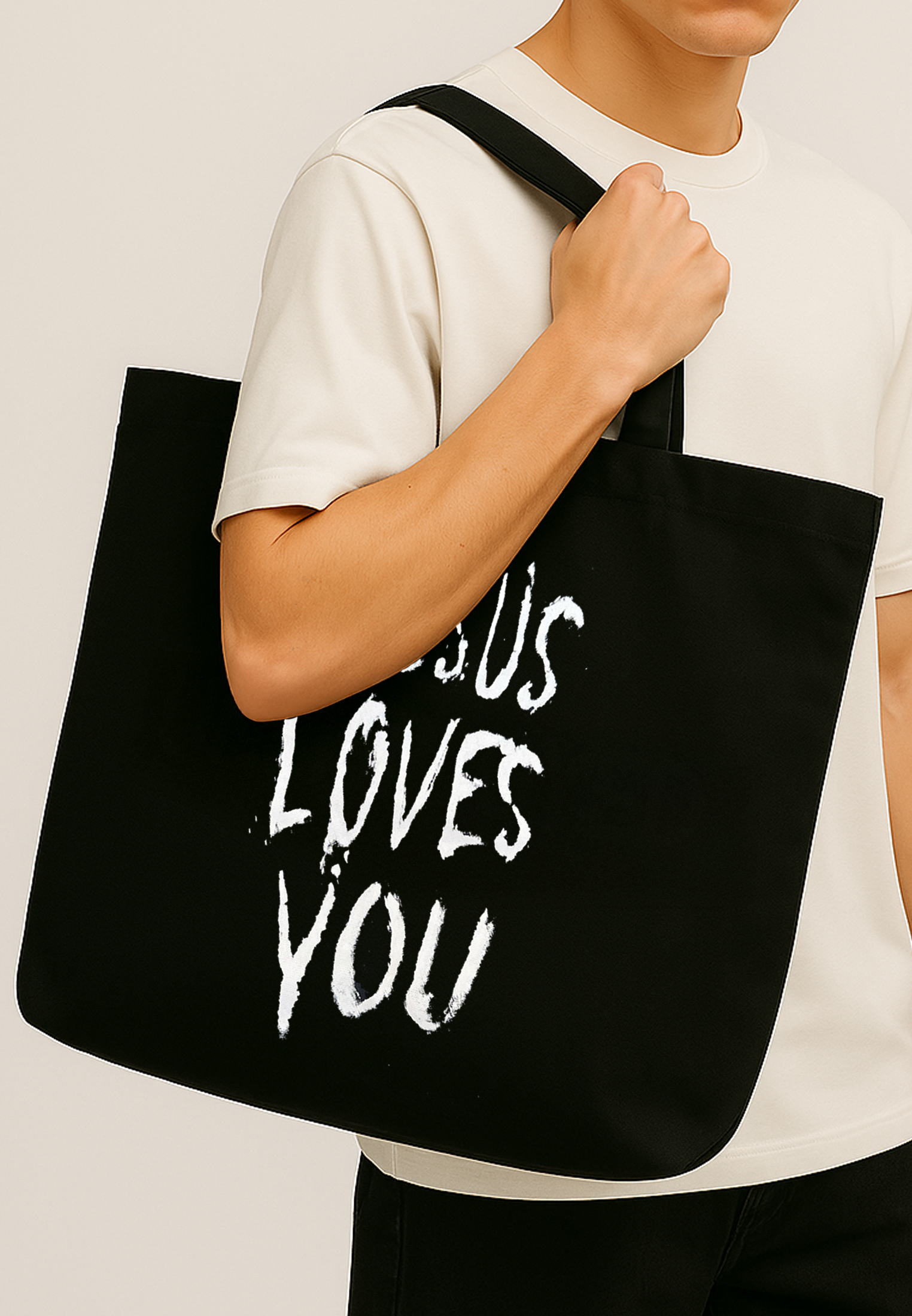 JESUS LOVES YOU BAG JET BLACK
