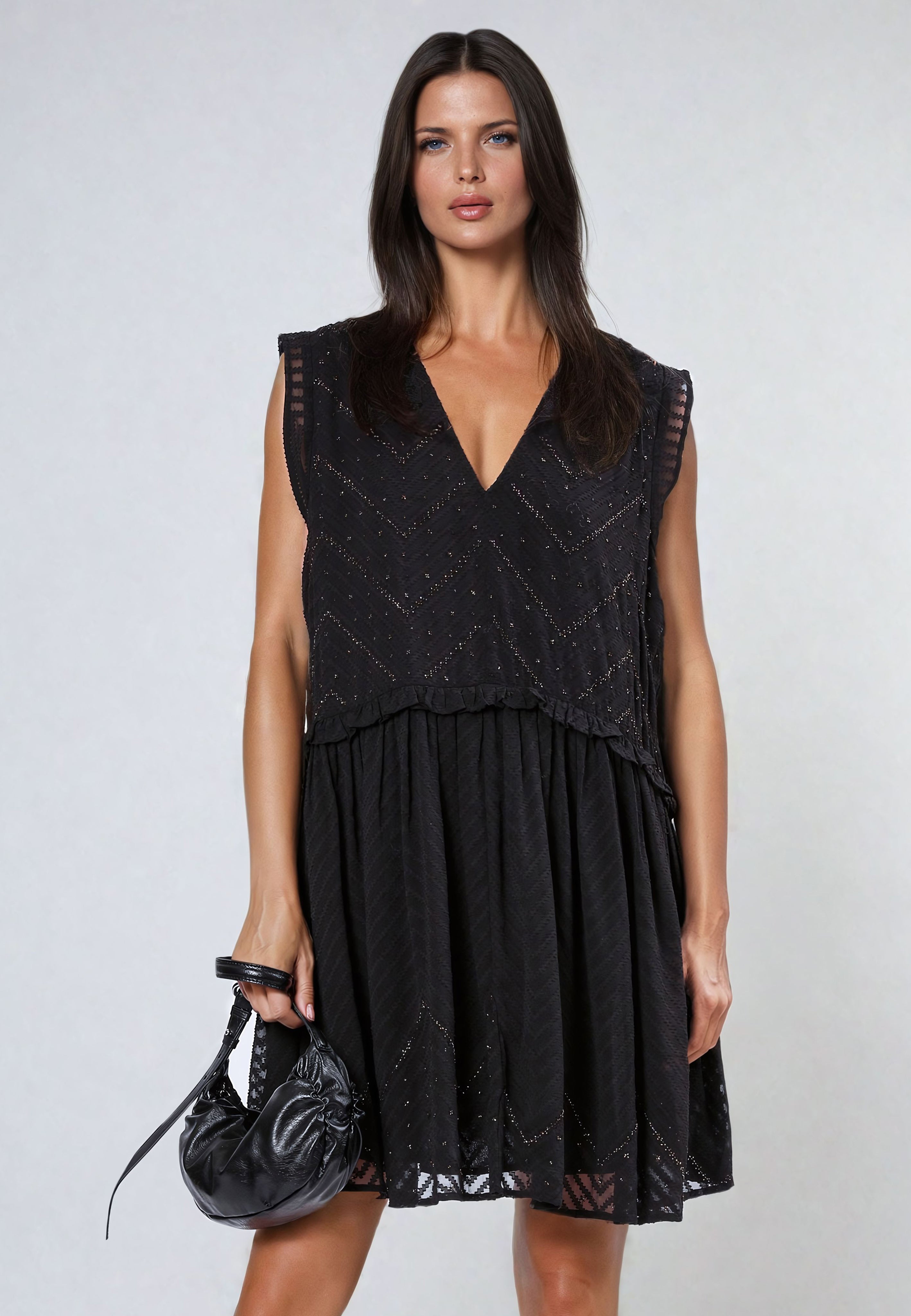 Black beaded dress short hotsell