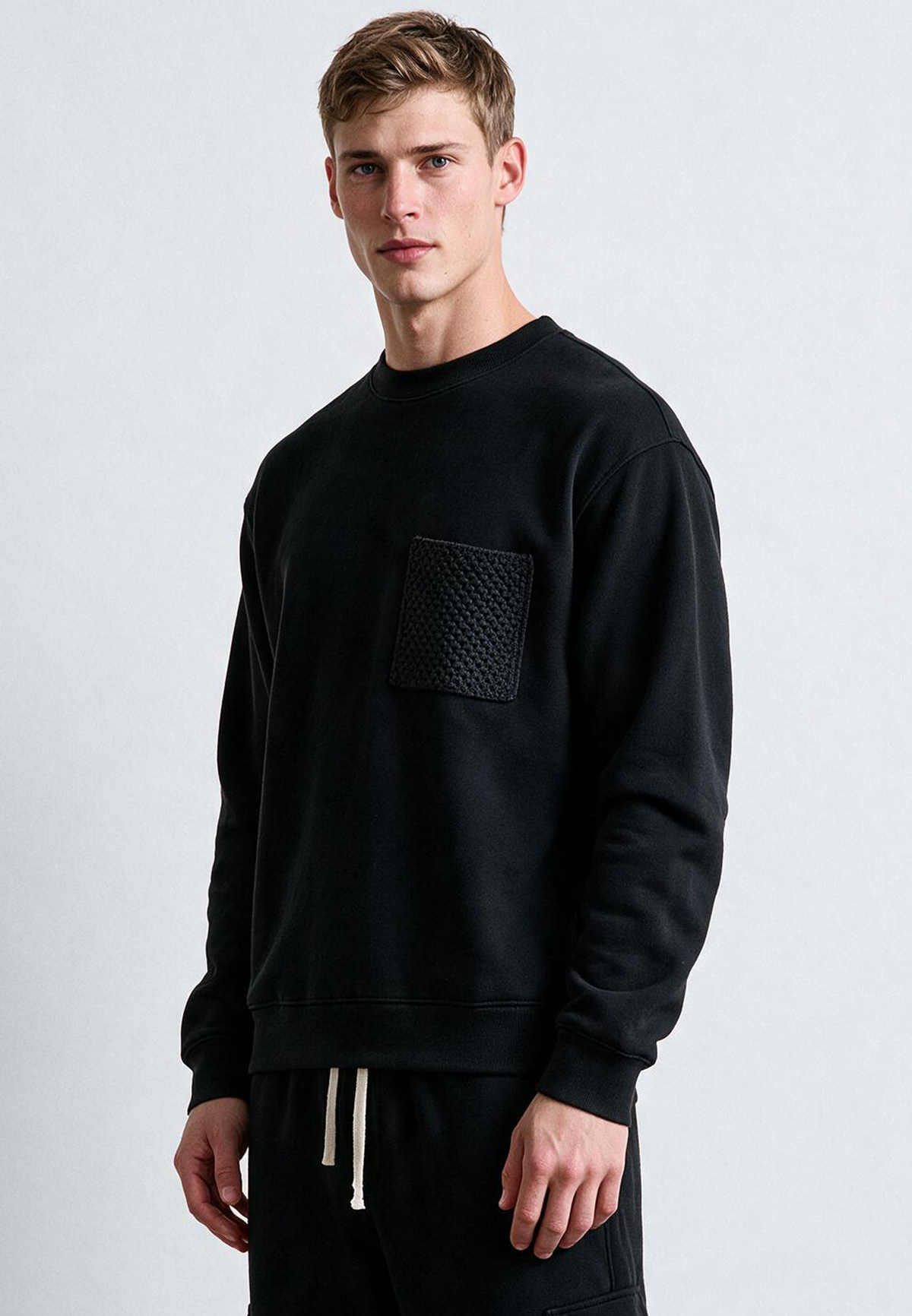 KNIT POCKET SWEAT BLACK