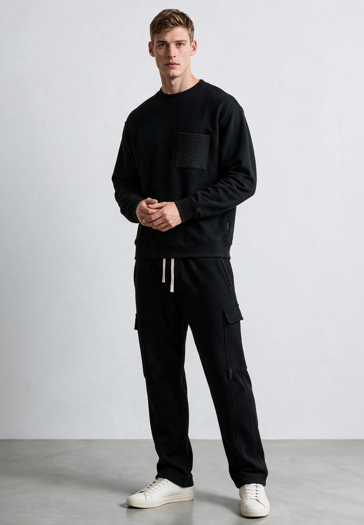 KNIT POCKET SWEAT BLACK