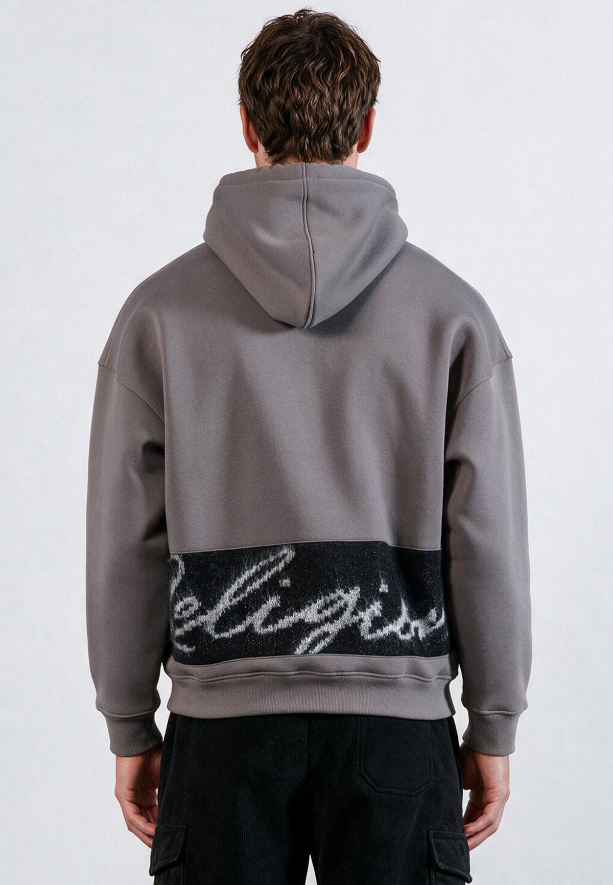 KNITTED RELIGION HOODIE CEMENT GREY