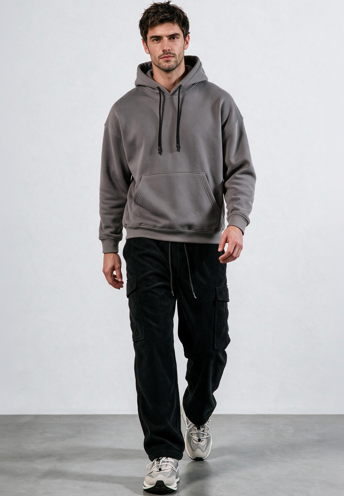 KNITTED RELIGION HOODIE CEMENT GREY