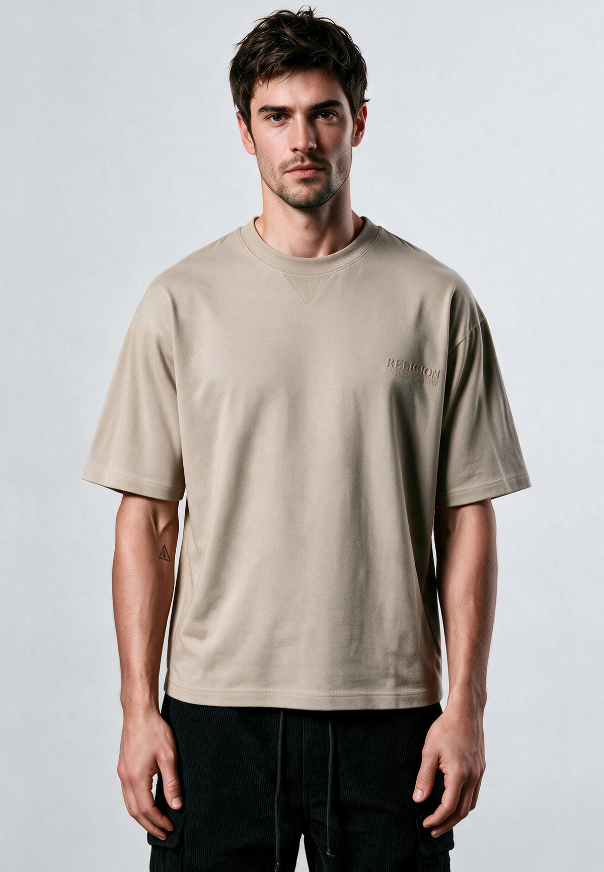 LOGO OVERSIZED T-SHIRT FAWN