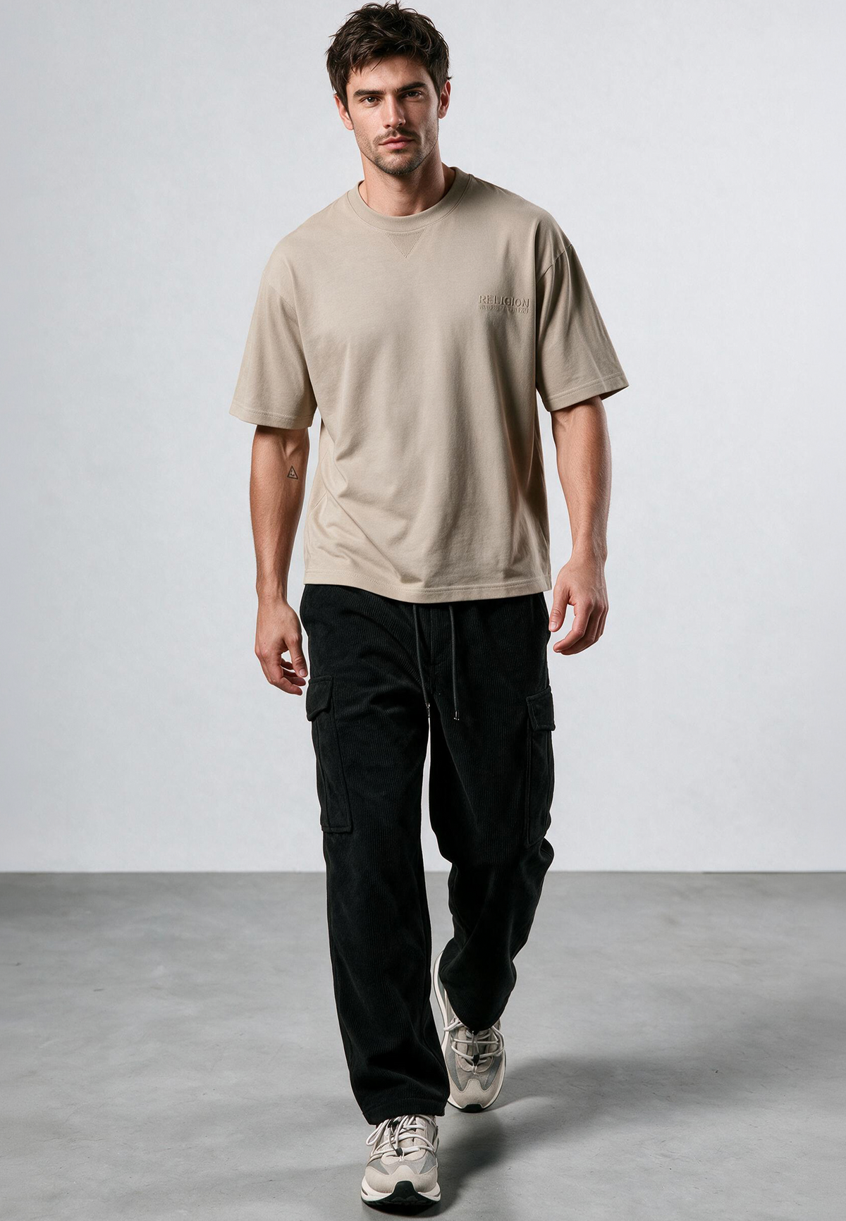 LOGO OVERSIZED T-SHIRT FAWN