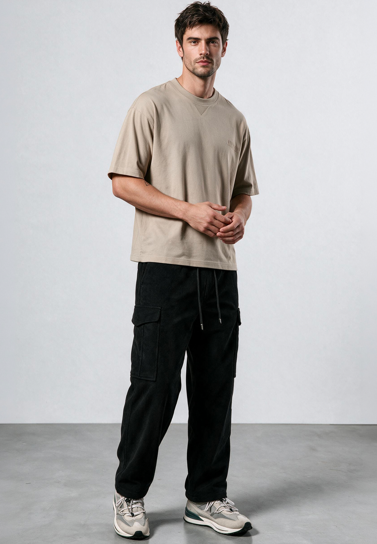 LOGO OVERSIZED T-SHIRT FAWN