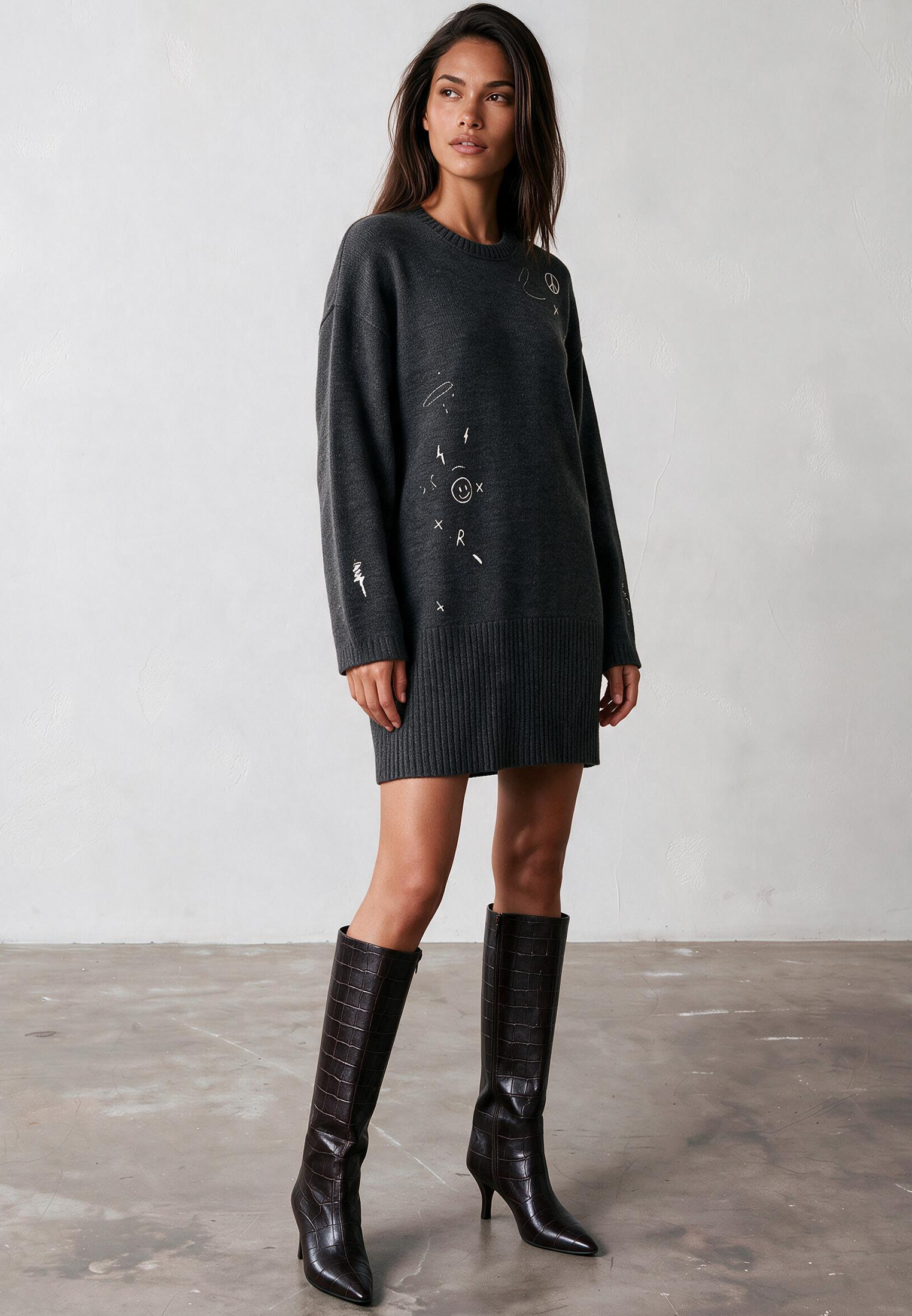 MADDIE DRESS CHARCOAL