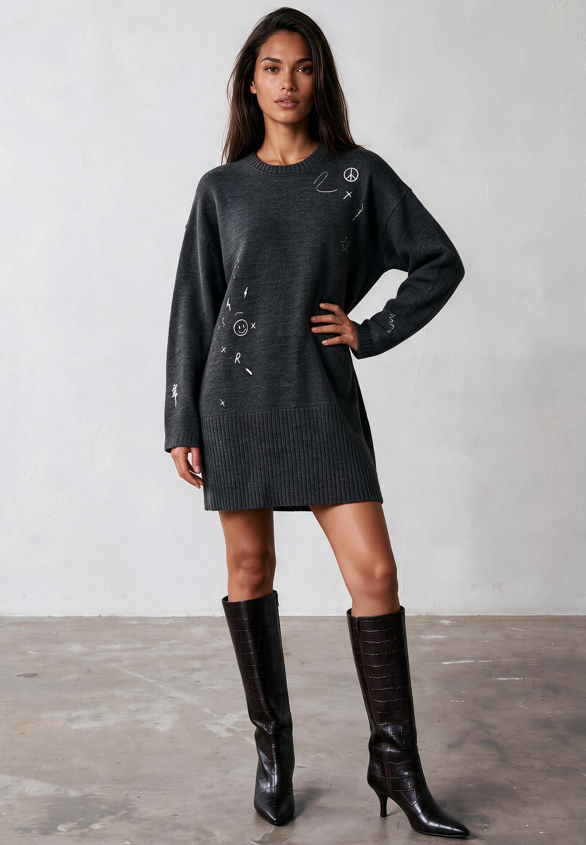 MADDIE DRESS CHARCOAL