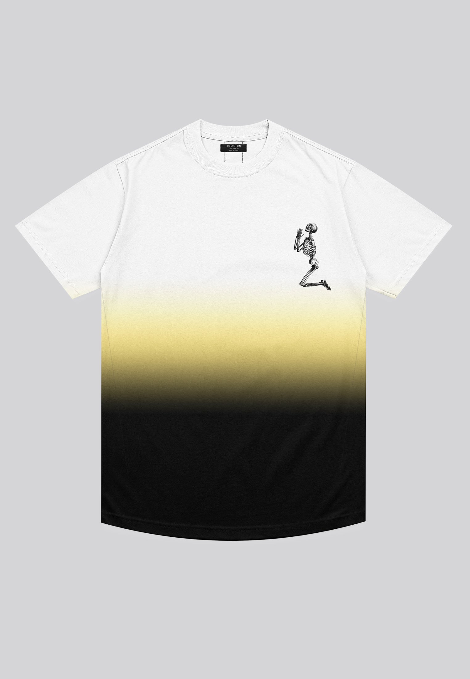 PRAYING SKELETON PALE YELLOW T-SHIRT