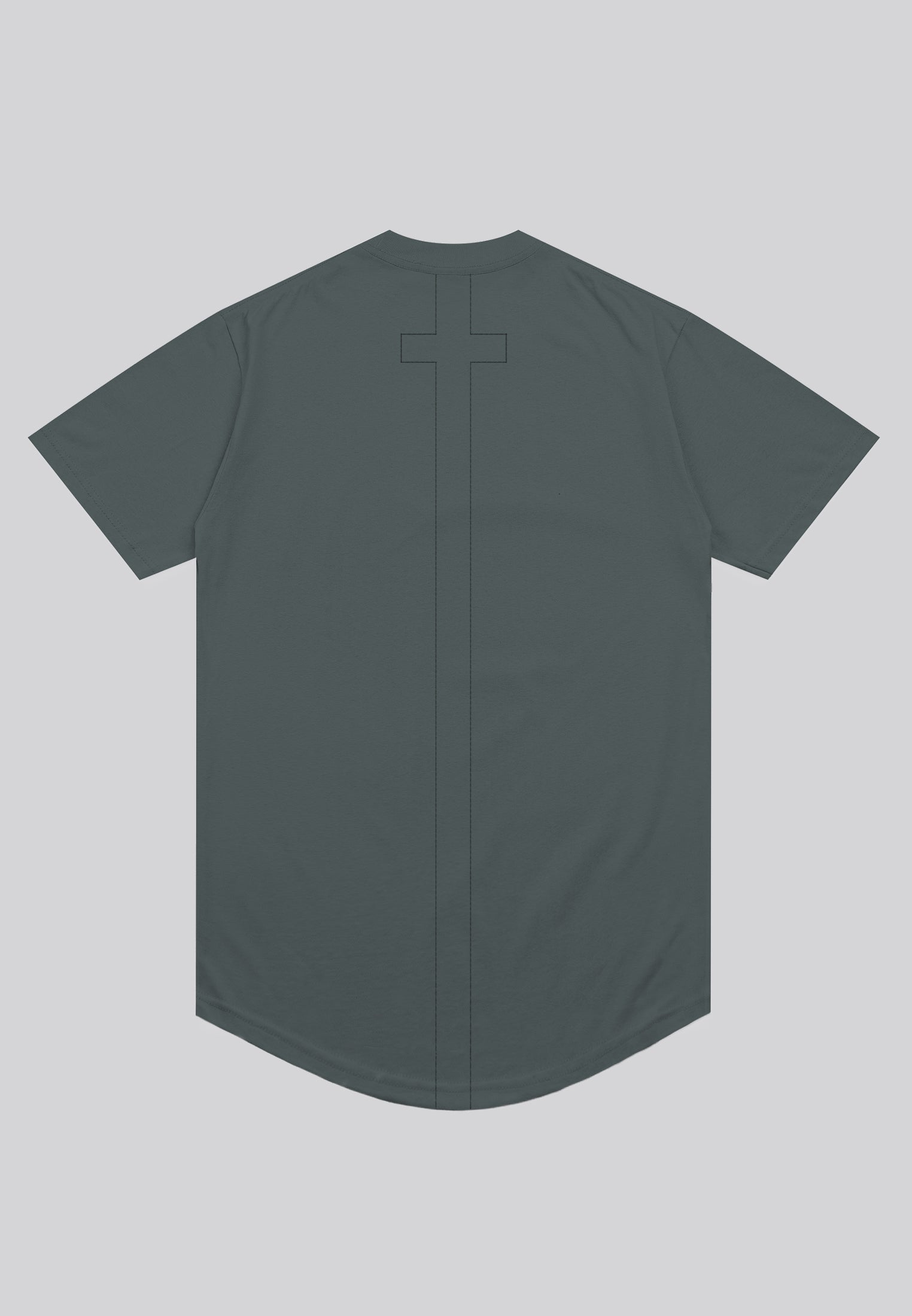 ESSENTIAL CURVED HEM DARK METAL T-SHIRT