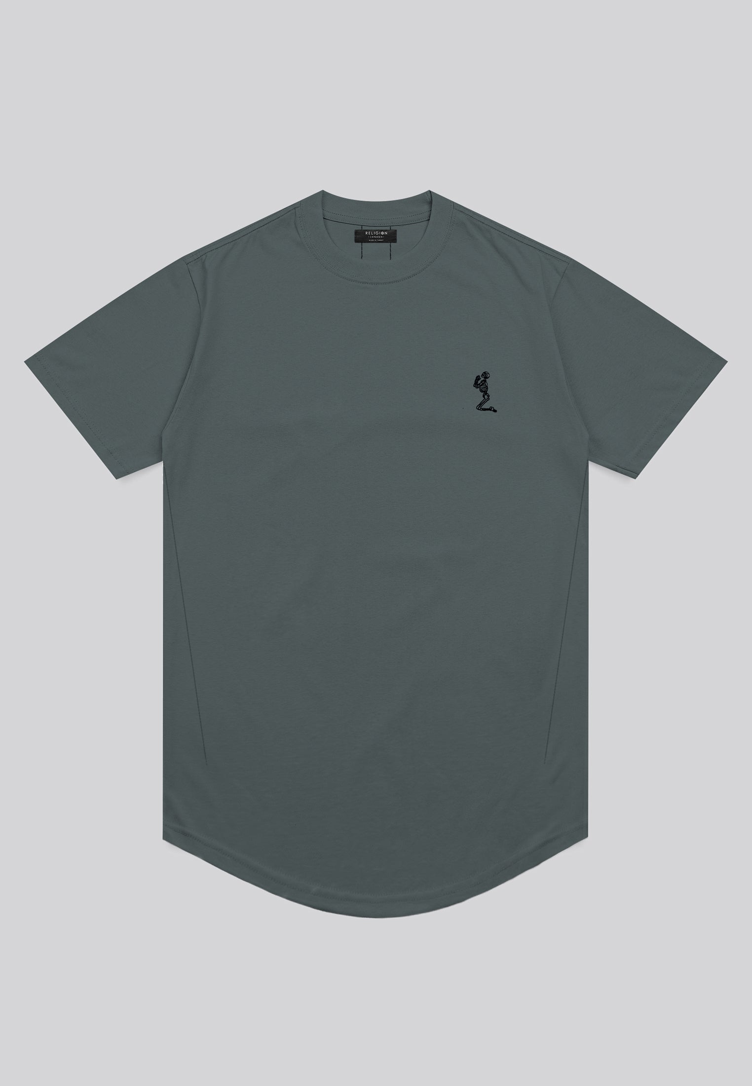 ESSENTIAL CURVED HEM DARK METAL T-SHIRT